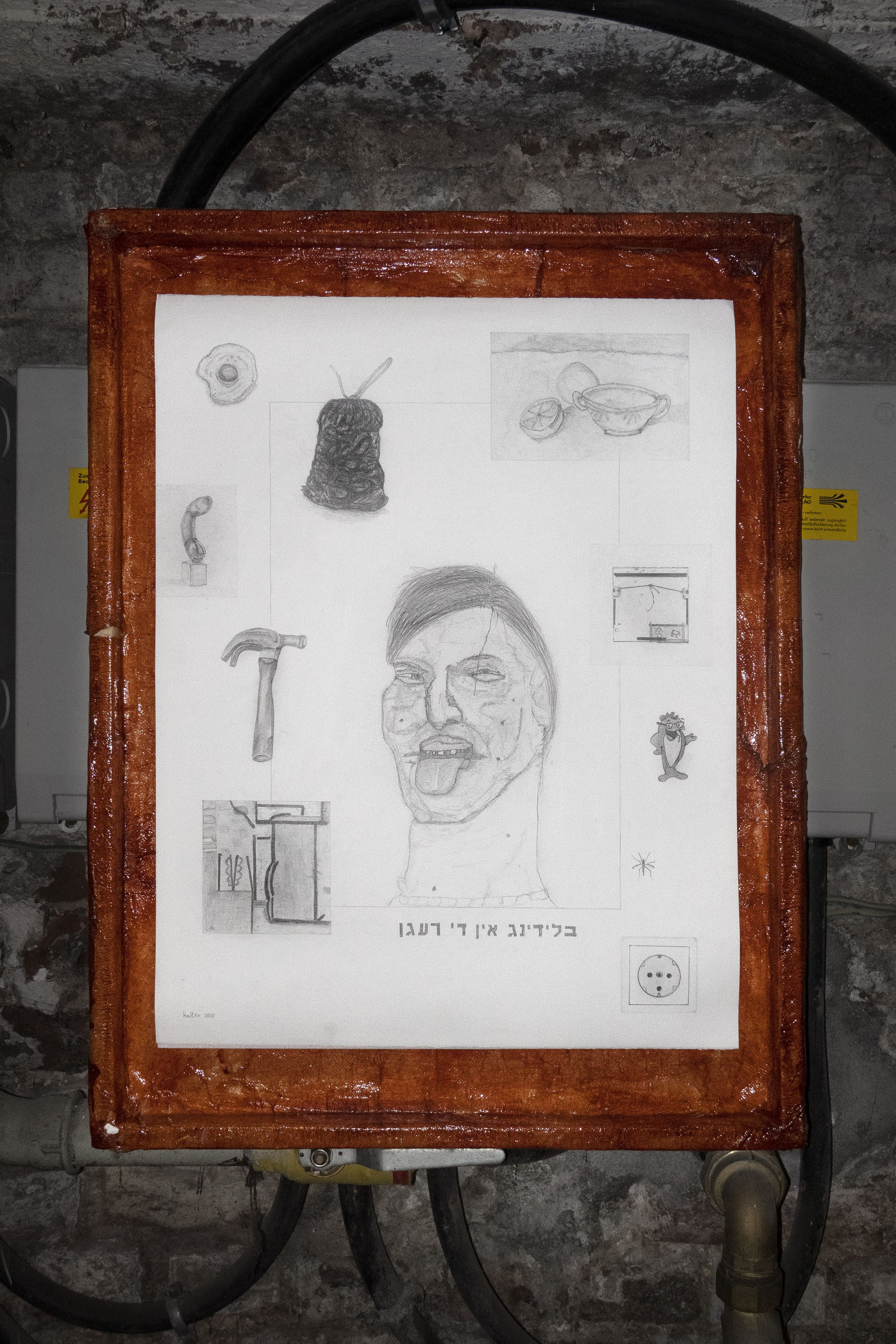I. S. Kalter, "Bleeding In The Rain", 2020â€“22. Pencil and graphite on paper, artist frame, 65x50 cm (with frame, 80x60x4 cm)