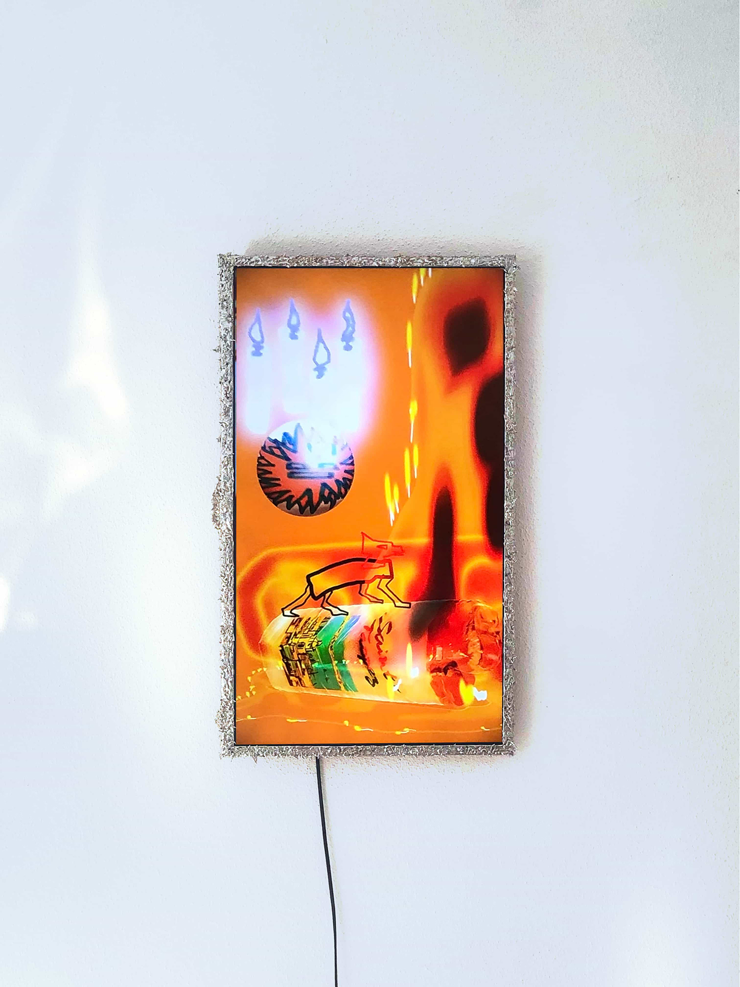 Bronco Wewer, IRRLICHT BRANDSAND, 2022, phygital with tin-frame