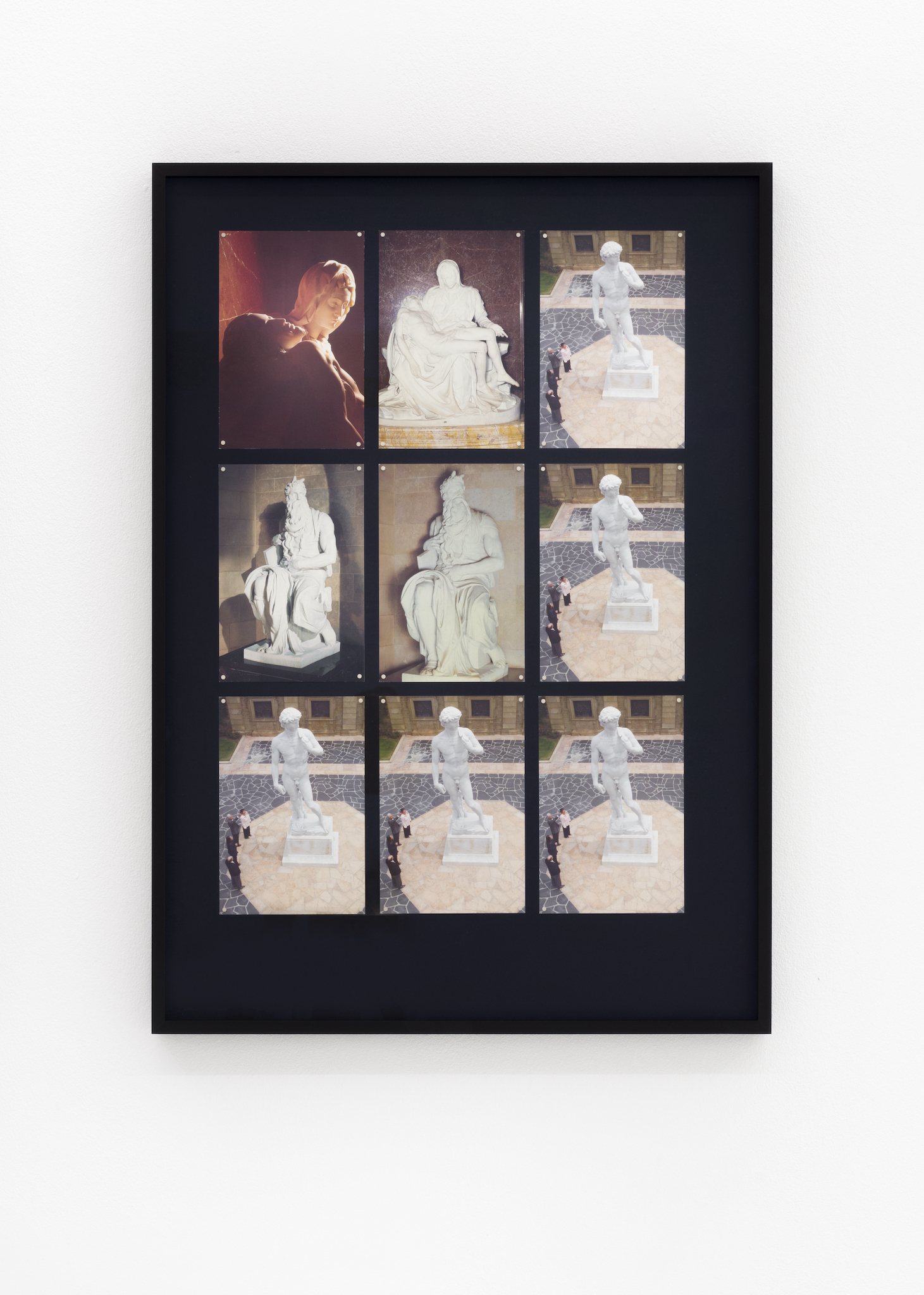 Laura Schawelka, Forest Lawn Memorial Park Michelangelo Collage, Metal, postcards, magnets , 59,4 x 42 cm, 2022