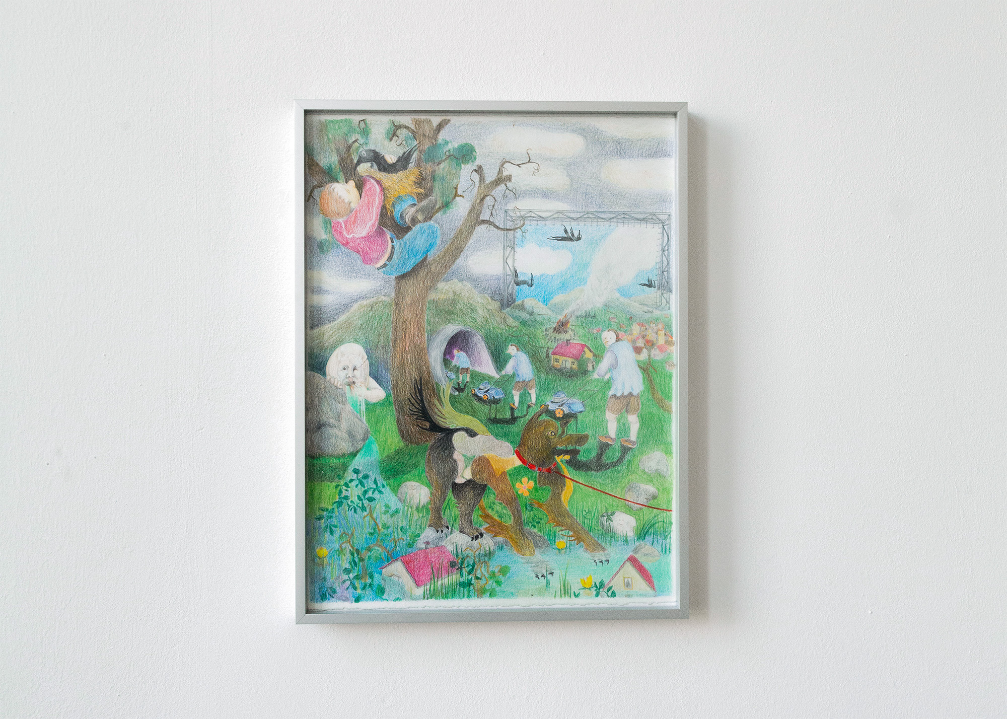Gabriel Huth, Es geht um fast Alles (der Dieb), 2022, colour pencil on handmade paper, 30 Ă 40 cm