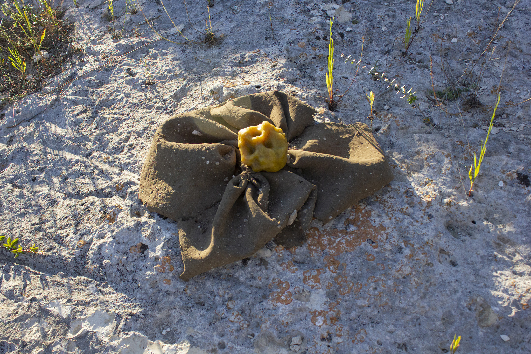 Šimon Chovan, Honey, Don´t Look Away, 2022, bees wax, soil, rubber