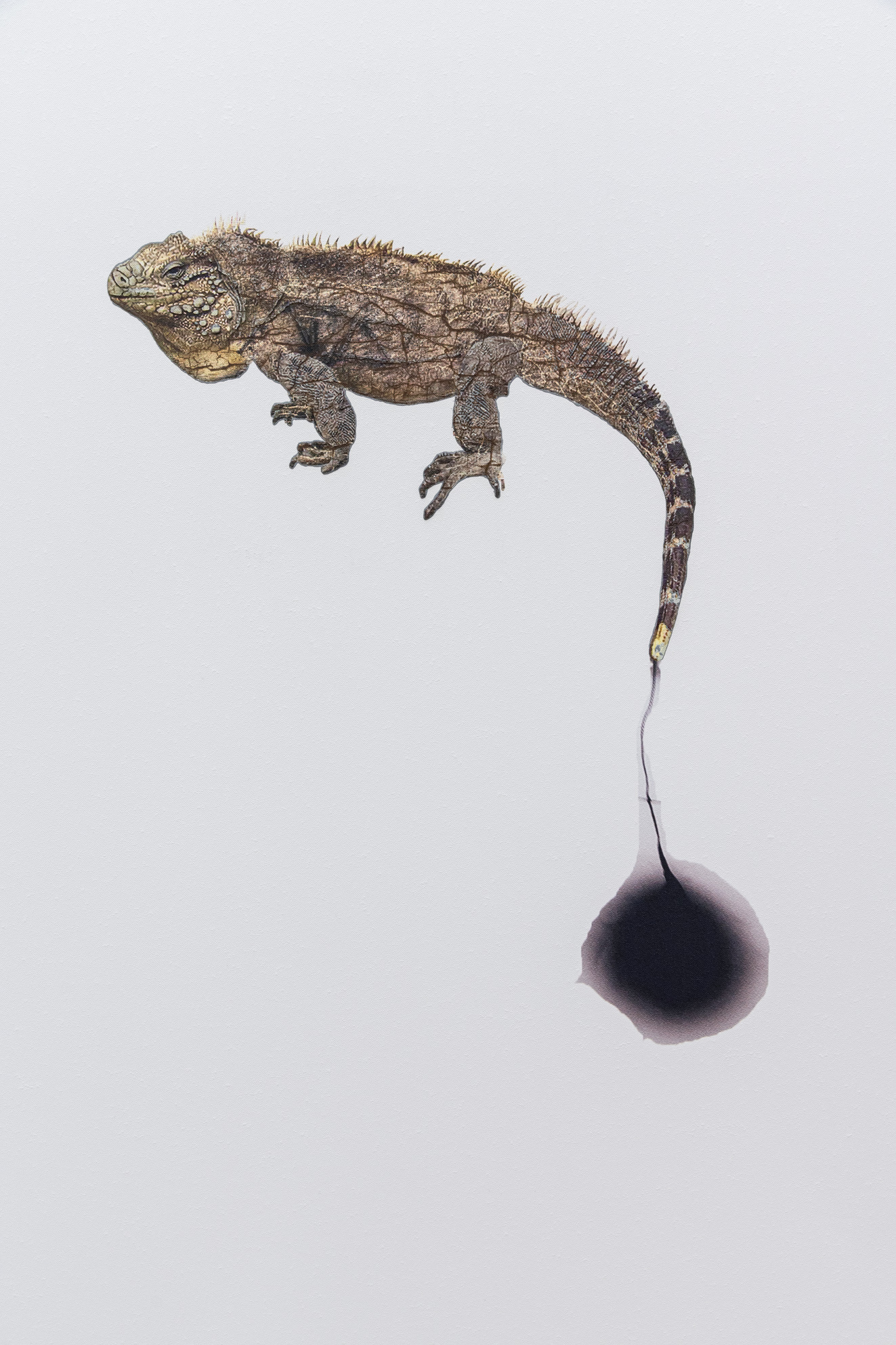 Taslima Ahmed, "Reconstructor Painting (Iguana)" (detail), 2022, UV print on canvas, 159 x 123 cm