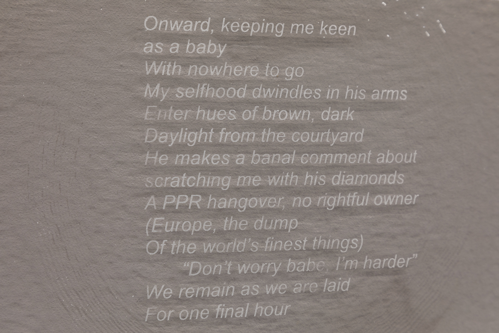 Poema, 2022â€¨, three Glasi Hergiswil glass plates, sandblasted engraving, Ã¸ 28 cm 