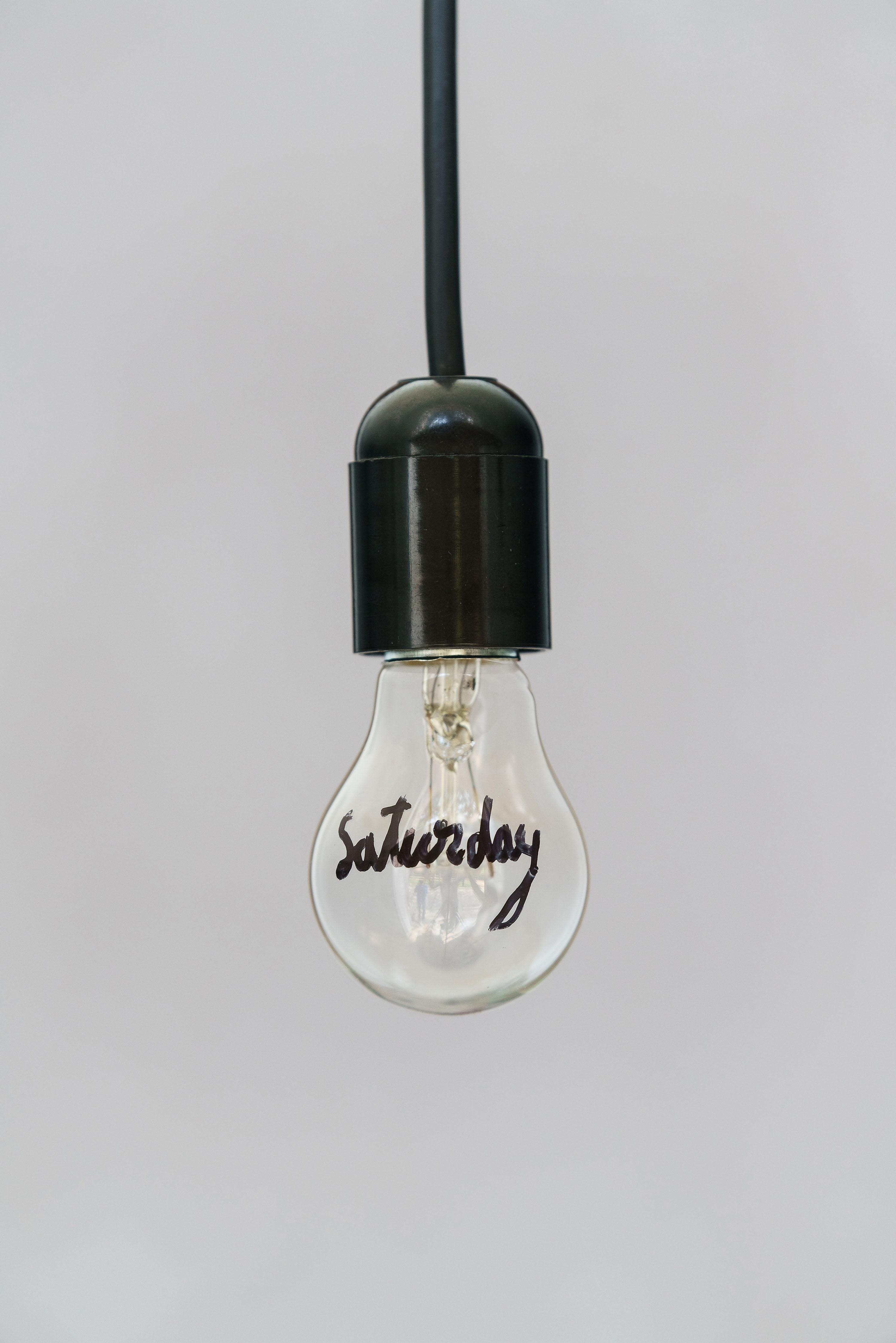 Belu-Simion Fainaru, Daylight, 2010 - 2015, Light bulb, ink, electric string, 10 x 5 x 2 cm; Photo: YAP Studio/Pavel CuragÄƒu; Courtesy the artist and Plan B Cluj