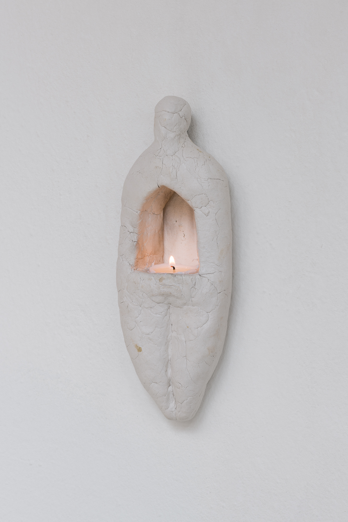 Belu-Simion Fainaru, Man with house and candle, 1991, plaster, candle, 20 x 8 x 3 cm; Photo: Trevor Good; Courtesy the artist and Plan B Cluj, Berlin