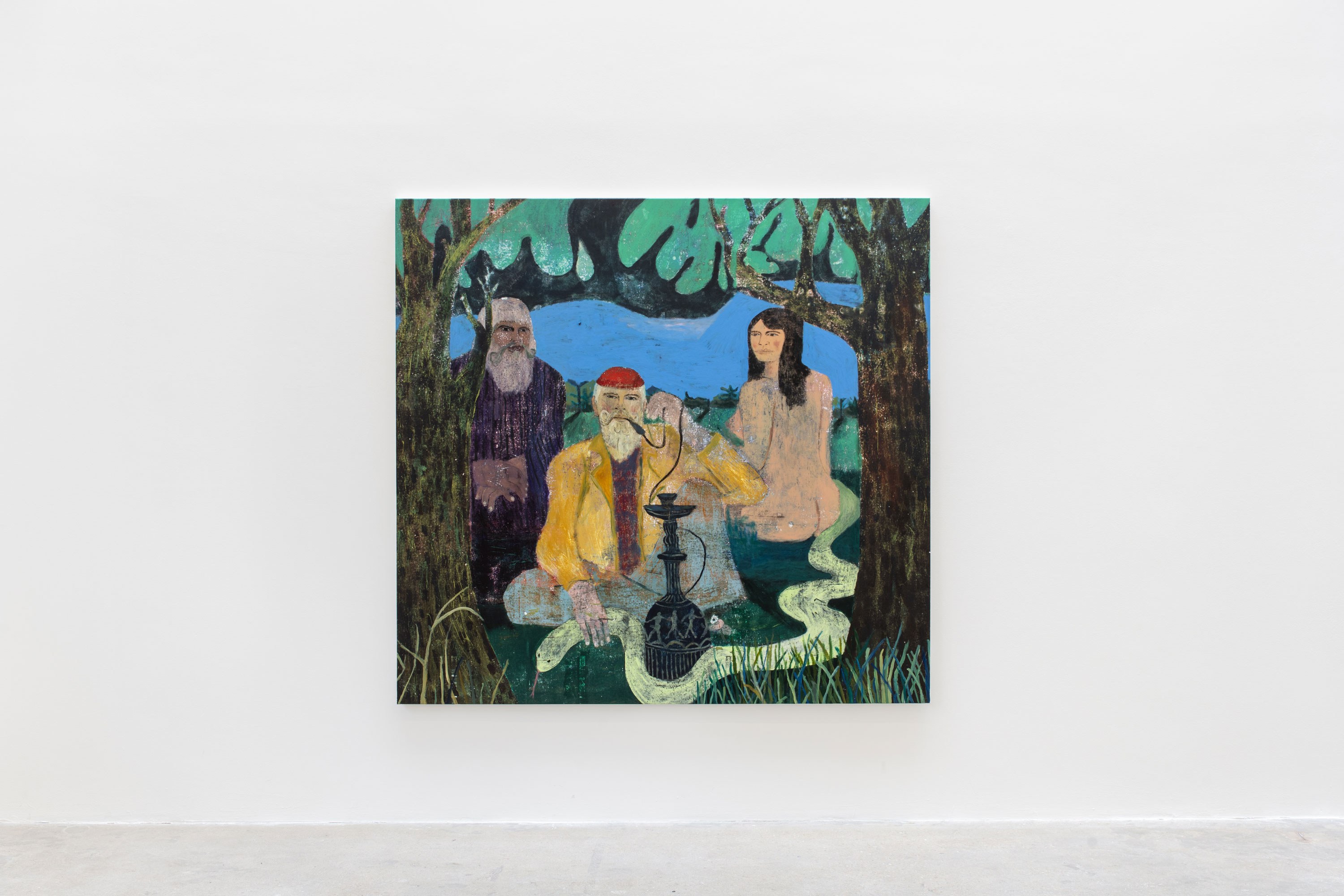 Viridian led light - Sassafras Creek Road, 2022 Oil, acrylic and pigment on canvas, 190 × 180 cm Courtesy of the artist and Crèvecœur, Paris. Photo: Martin Argyroglo
