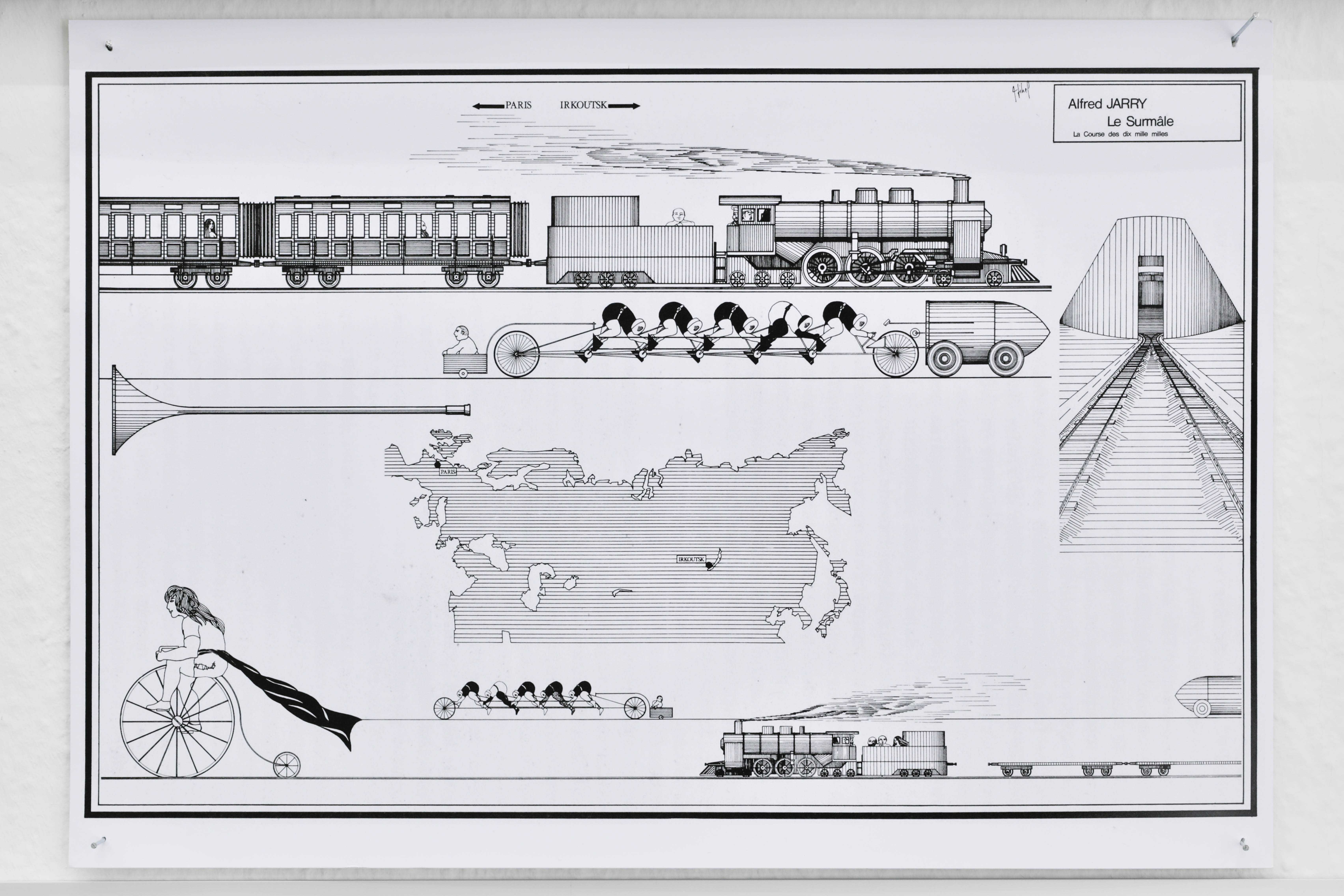 Michel Carrouges, Les Machines Célibataires (Bachelor Machine), Alfred Jarry, Le Surmâle – La Course des dix mille milles, 1975, Reproduction