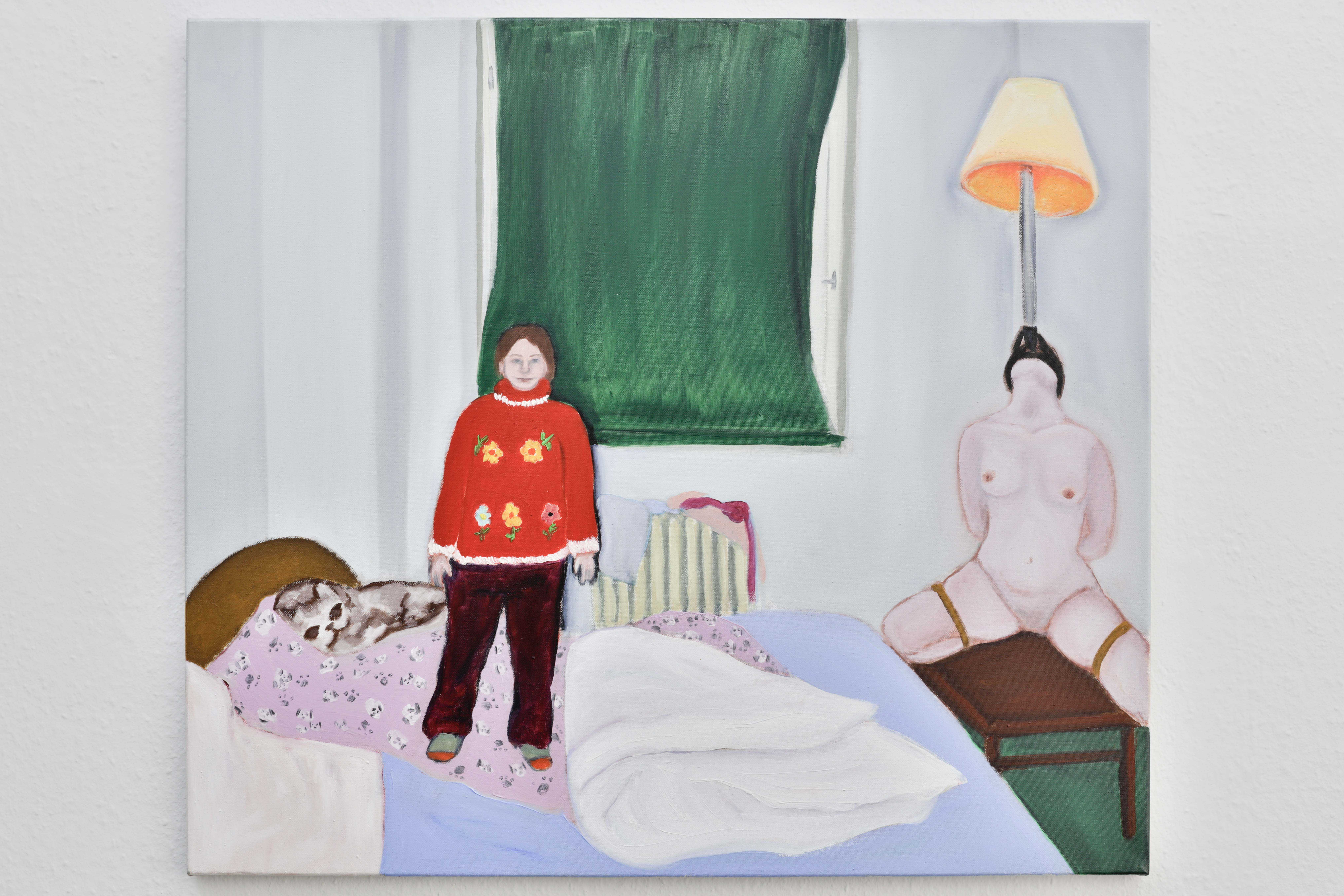 Anna Mária Beňová, Everyone has a big car and everyone is alone in it, 2020, Oil on canvas, 90cm x 80cm