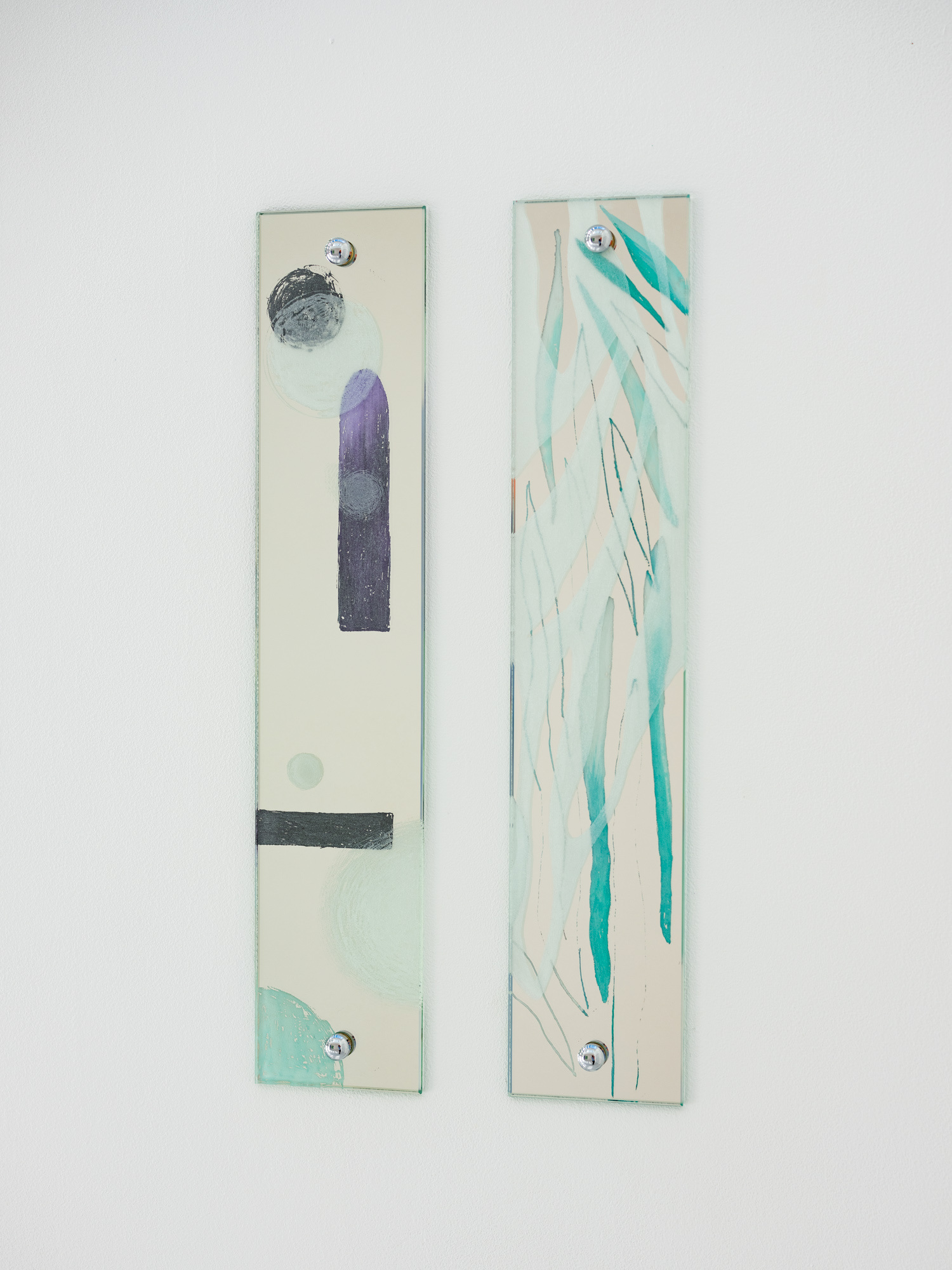 Zoé de Soumagnat, Rayon II, 10x30cm, Engraved and painted mirror, 2022  Zoé de Soumagnat, Rayon III, 10x30cm, Engraved and painted mirror, 2022