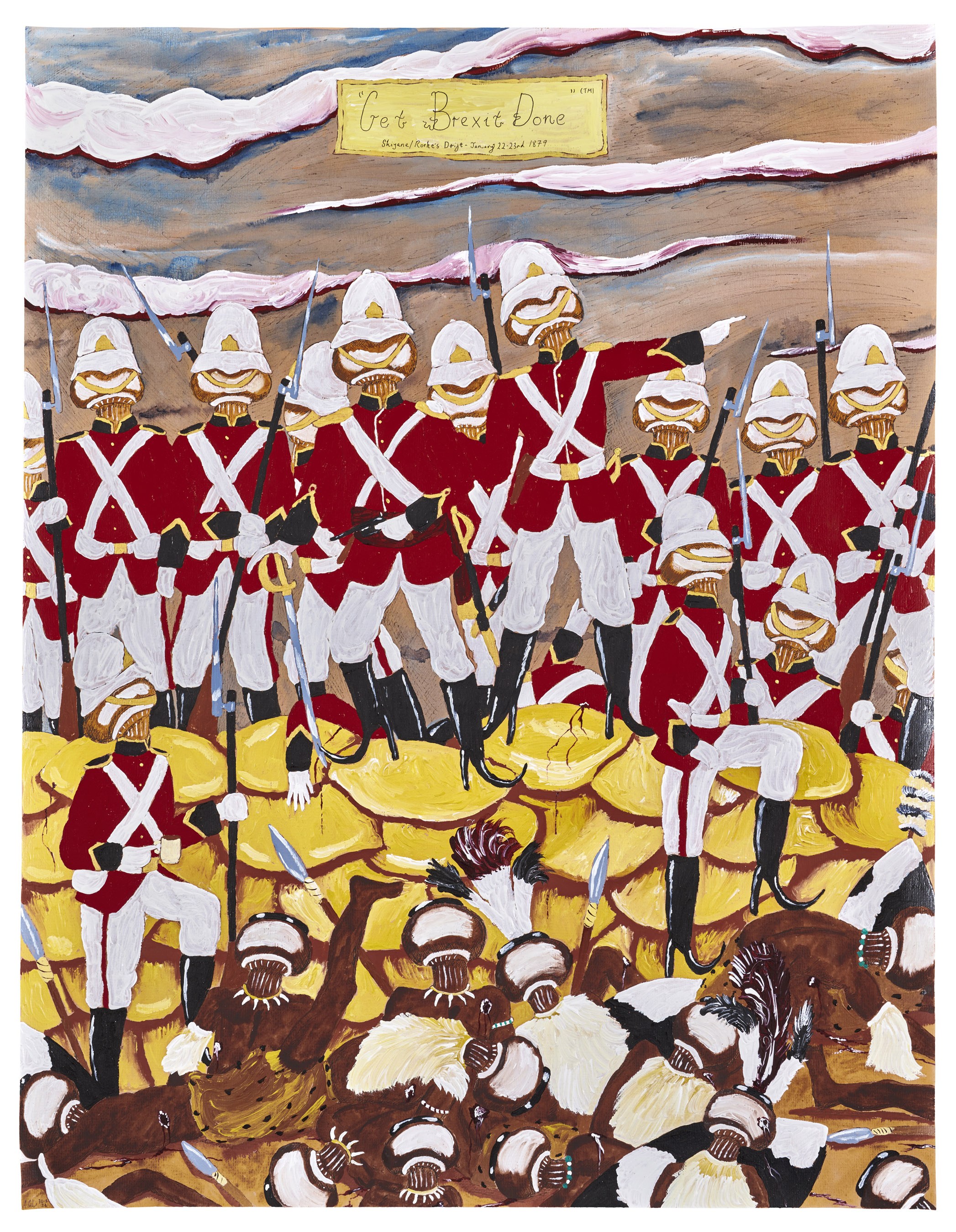 Andrew Gilbert, "Get Brexit Done", 2022, acrylic, watercolor and fineliner on paper, 63 Ă 48 cm