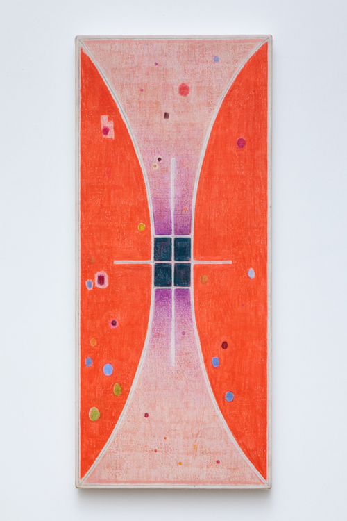 Marlon Kroll Medium (evil eye) 2022  colored pencil and acrylic on muslin panel