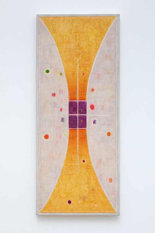 Marlon Kroll Medium (the trumpet) 2022  colored pencil and acrylic on muslin panel