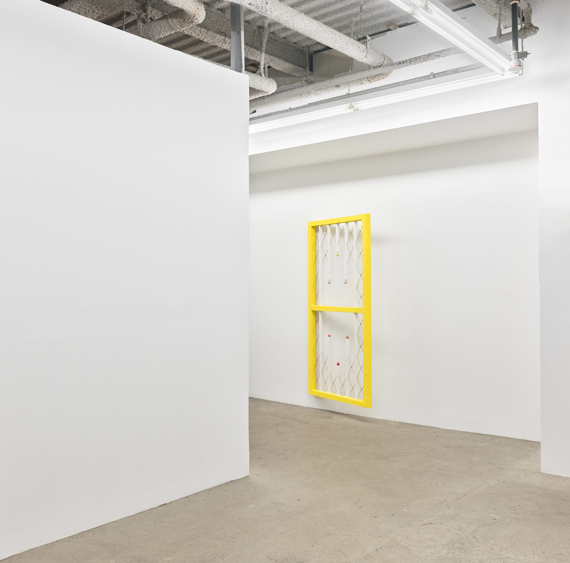 Anne Wu "Still Point", 2021 pigmented joint compound, epoxy putty, rigid foam, incense sticks, garden wire, plaster casts, continuous hinge 80 x 36 x 2 inches (203 x 91 x 50 cm)