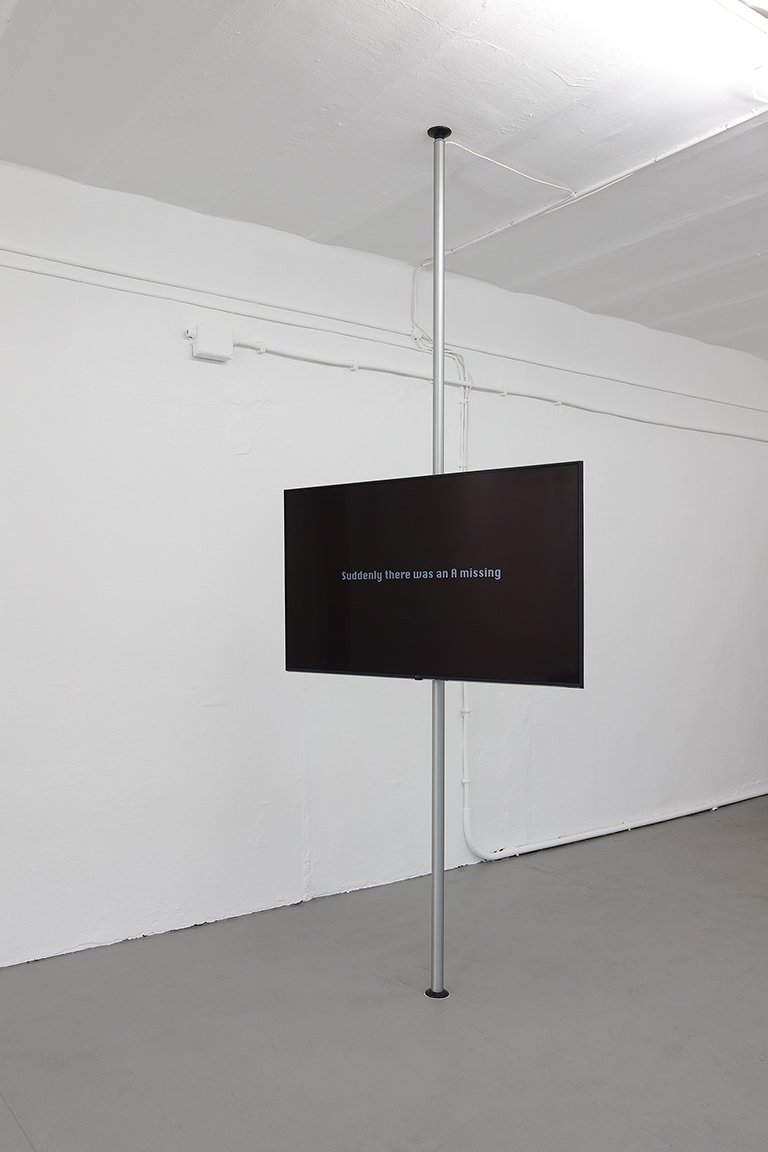Futures, Barbara Kapusta, Futures, 2022, single-channel video, audio, 07:00 min, 55ÂŽ monitor, Raspberry Pie, aluminum pole, Sound: Lenka Adamkova, Da in die Front, Duesseldorf 2022