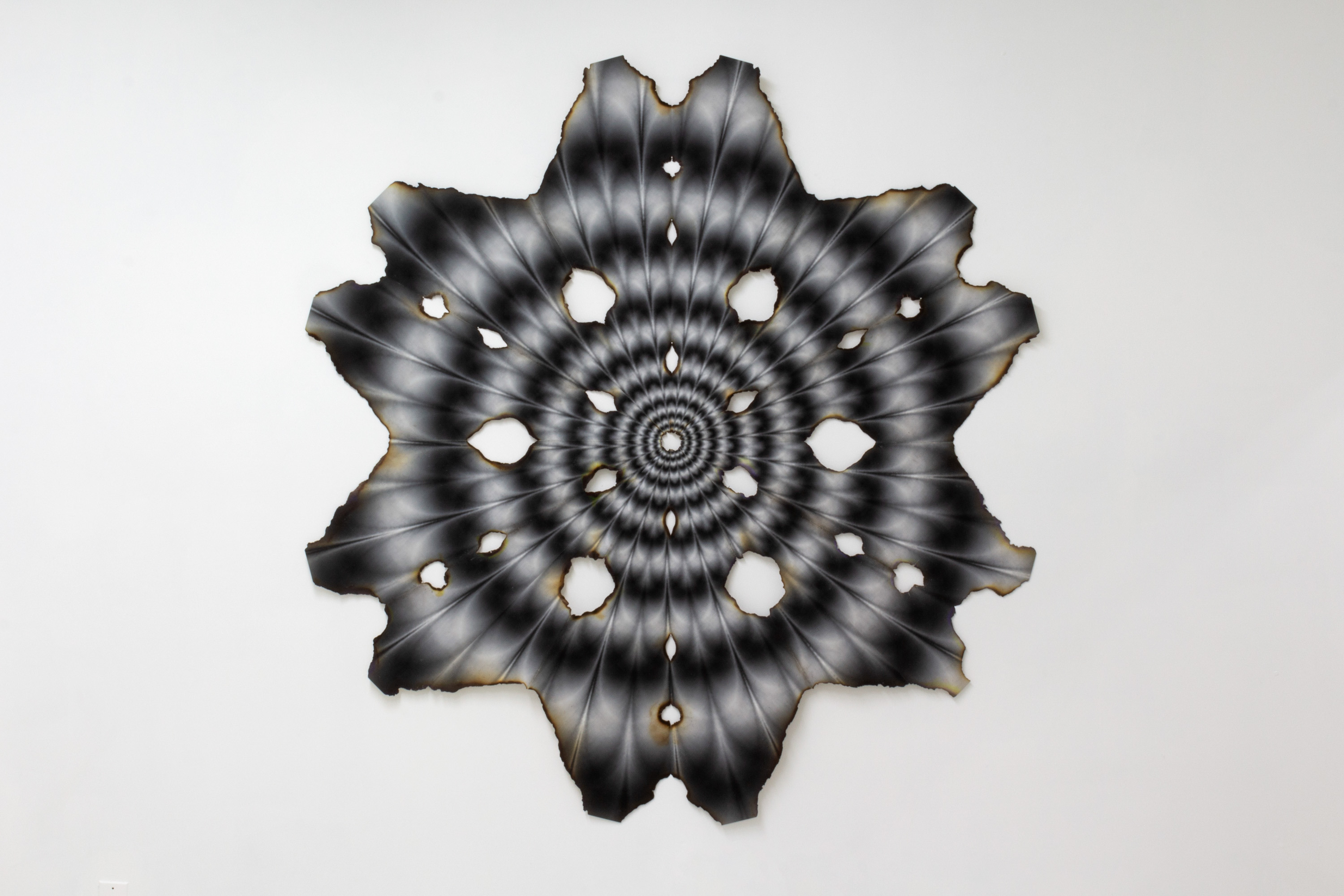 Graham Wiebe, Snowflake #4, 2022, Burned archival inkjet print, 72 x 72 in