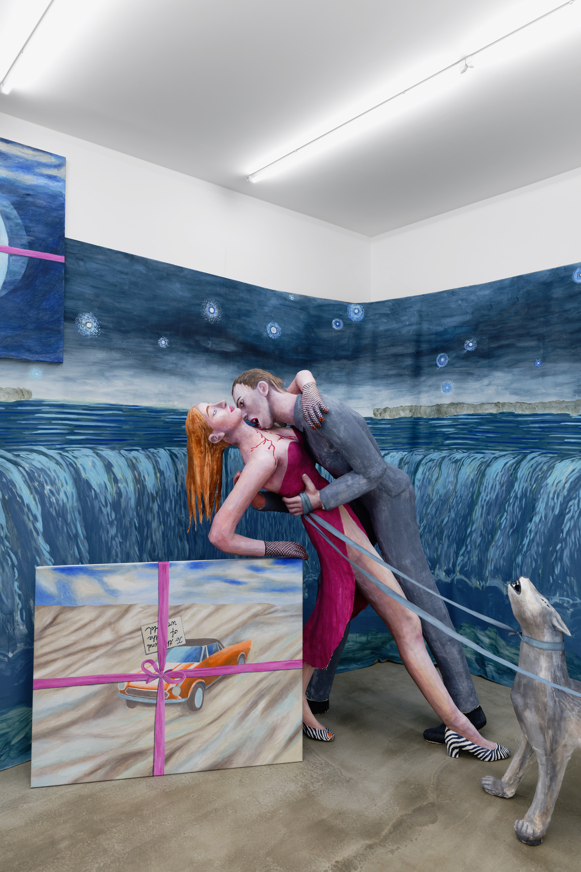 Agnes Scherer, A thousand times good night, 2022, plaster gauze, plaster, canvas, acrylic paint, ribbons, paper, variable dimensions, unique