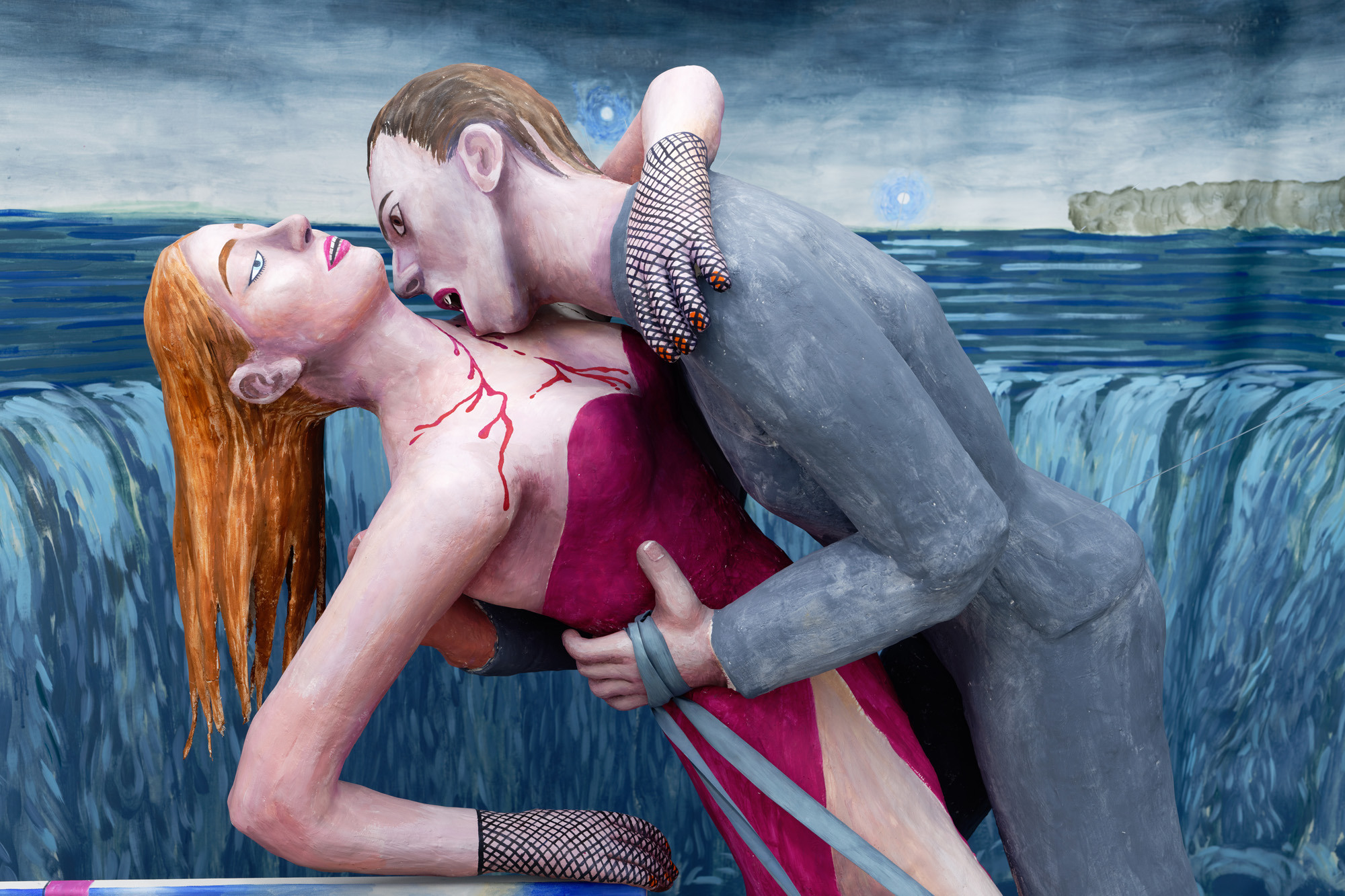 Agnes Scherer, A thousand times good night, 2022, plaster gauze, plaster, canvas, acrylic paint, ribbons, paper, variable dimensions, unique