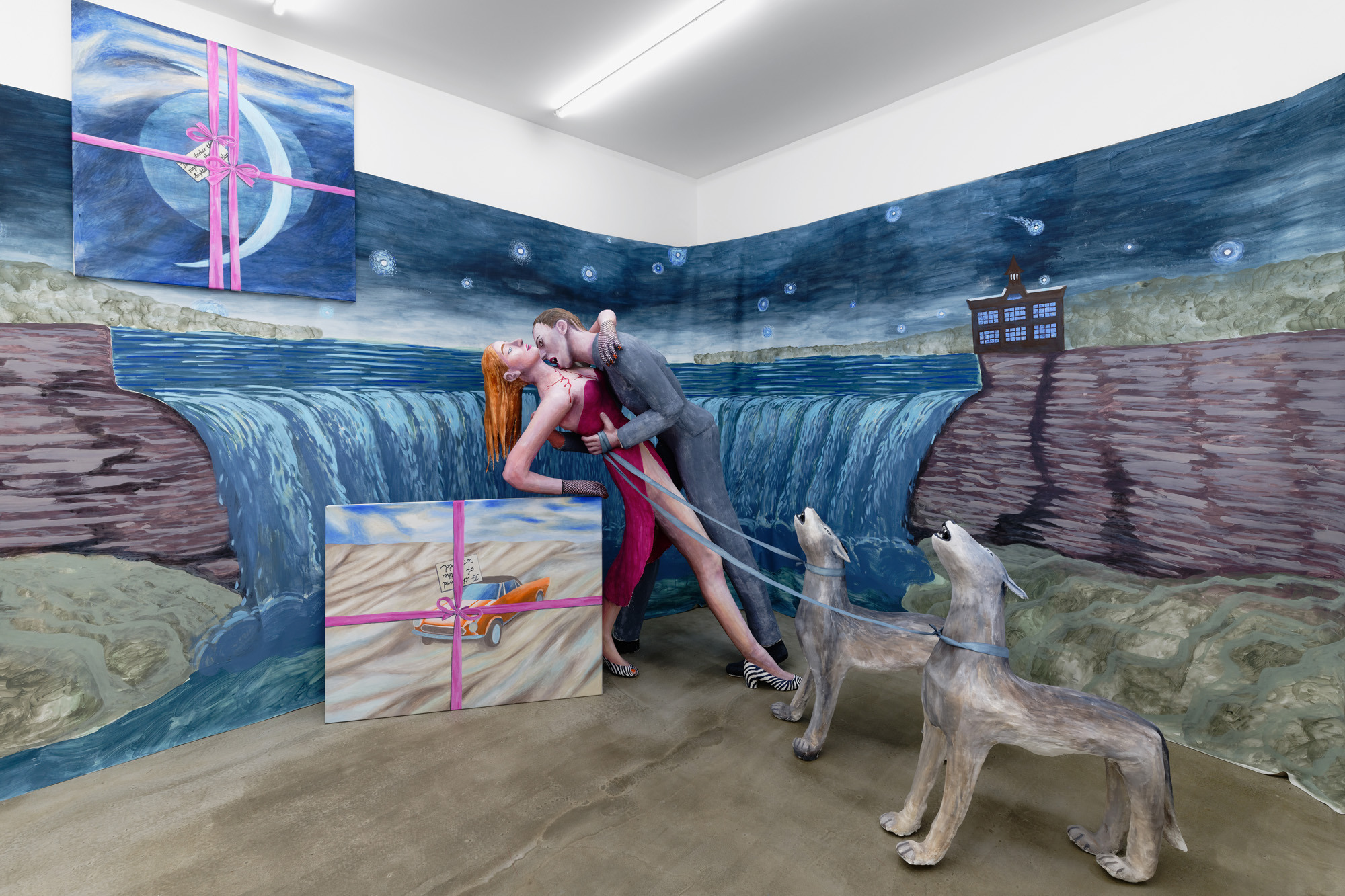 Agnes Scherer, A thousand times good night, 2022, plaster gauze, plaster, canvas, acrylic paint, ribbons, paper, variable dimensions, unique