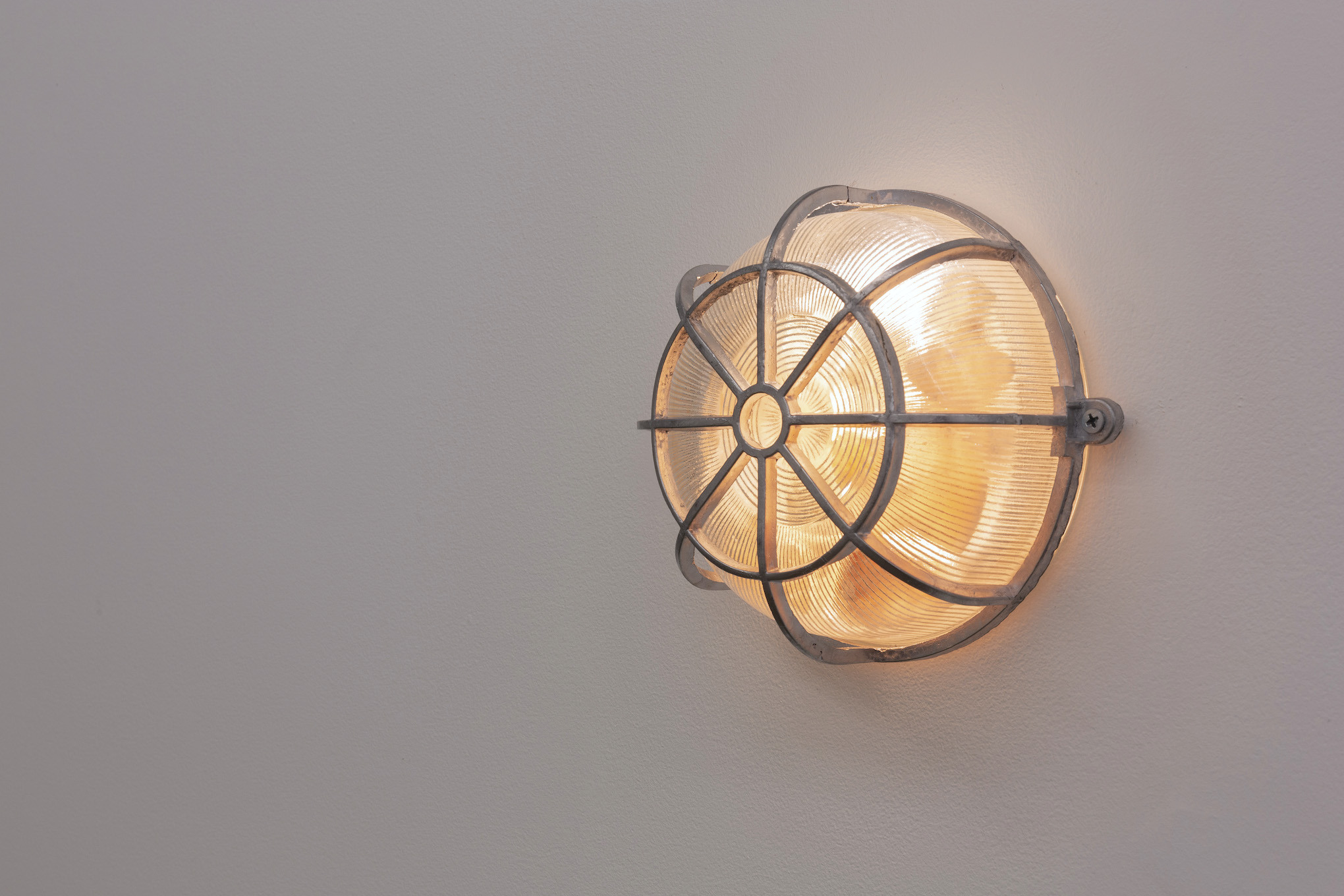 Salt Lamp, 2022, pewter, glass light fixture, Himalayan salt, LED light