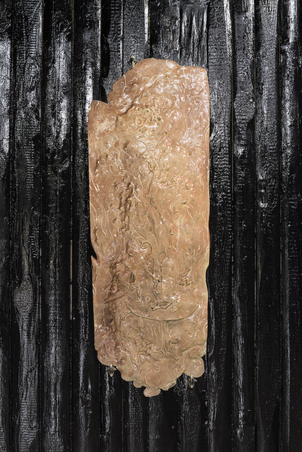 Jürgen Baumann, Midnight, the Stars and You, polyurethane, paint, varnish, charcoal, 135 x 49 x 4.5 cm, 2022