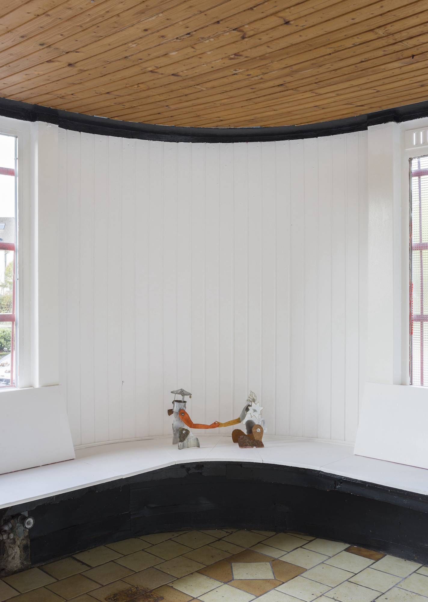 Samuel Stano, the first positive task, metal, wood and tin, dimensions variable, 2022