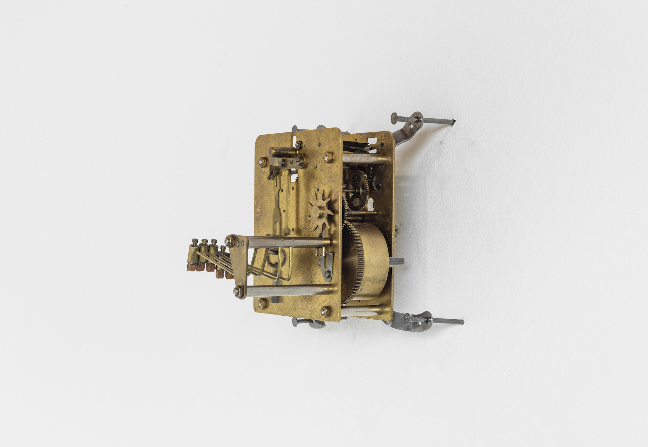 Victor Beger, answering past, wrought iron, brass, wood, dimensions variable, 2022