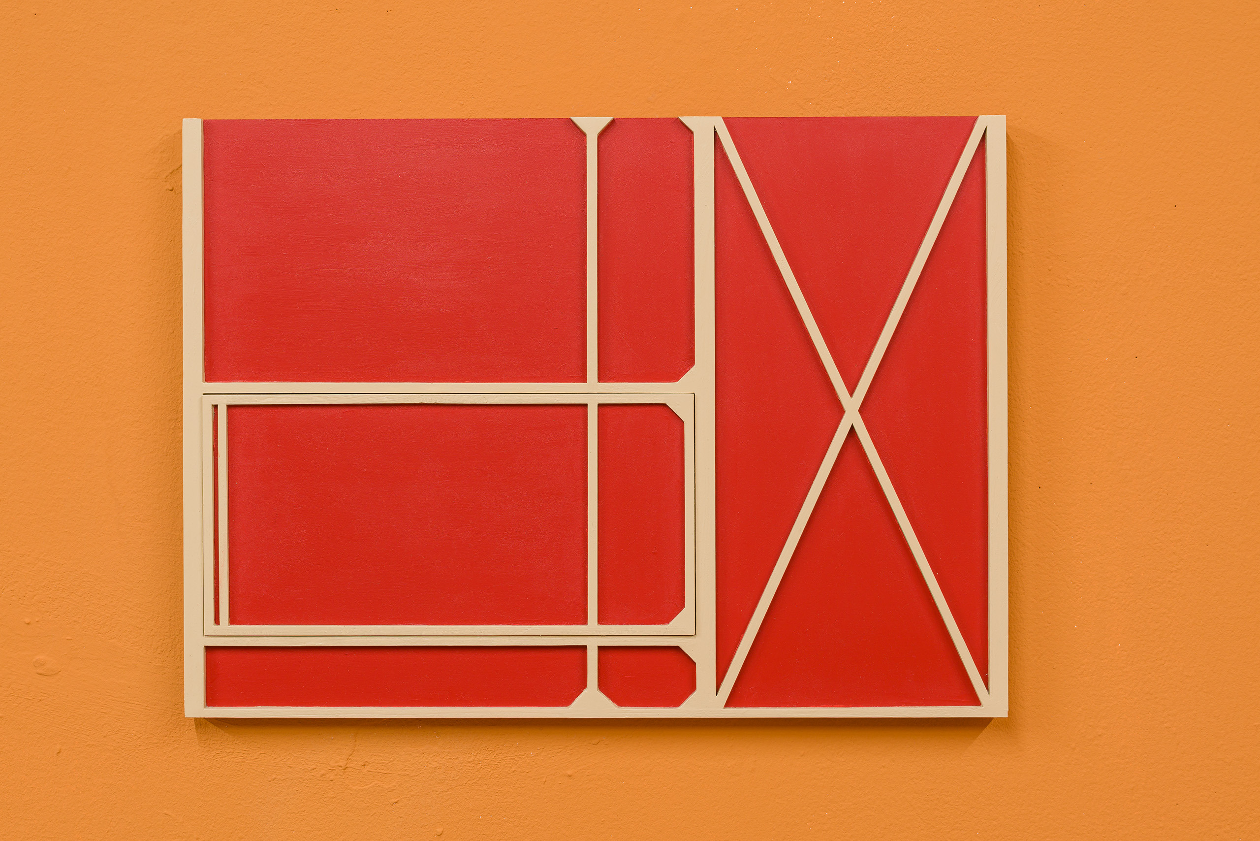 Reinigungshalle 2 (a), 2022. Wood, MDF, enamel paint, acrylic paint, wood glue.