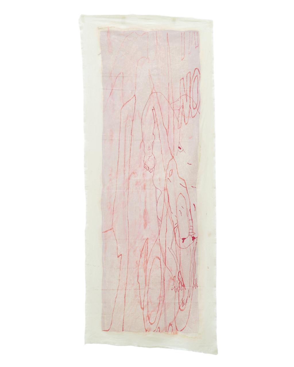 Ergänzung Nr. 71(3). Last modification: 11.01.2021 I 10:35, 142x57 cm, Oil and felt pen on cotton, 2021