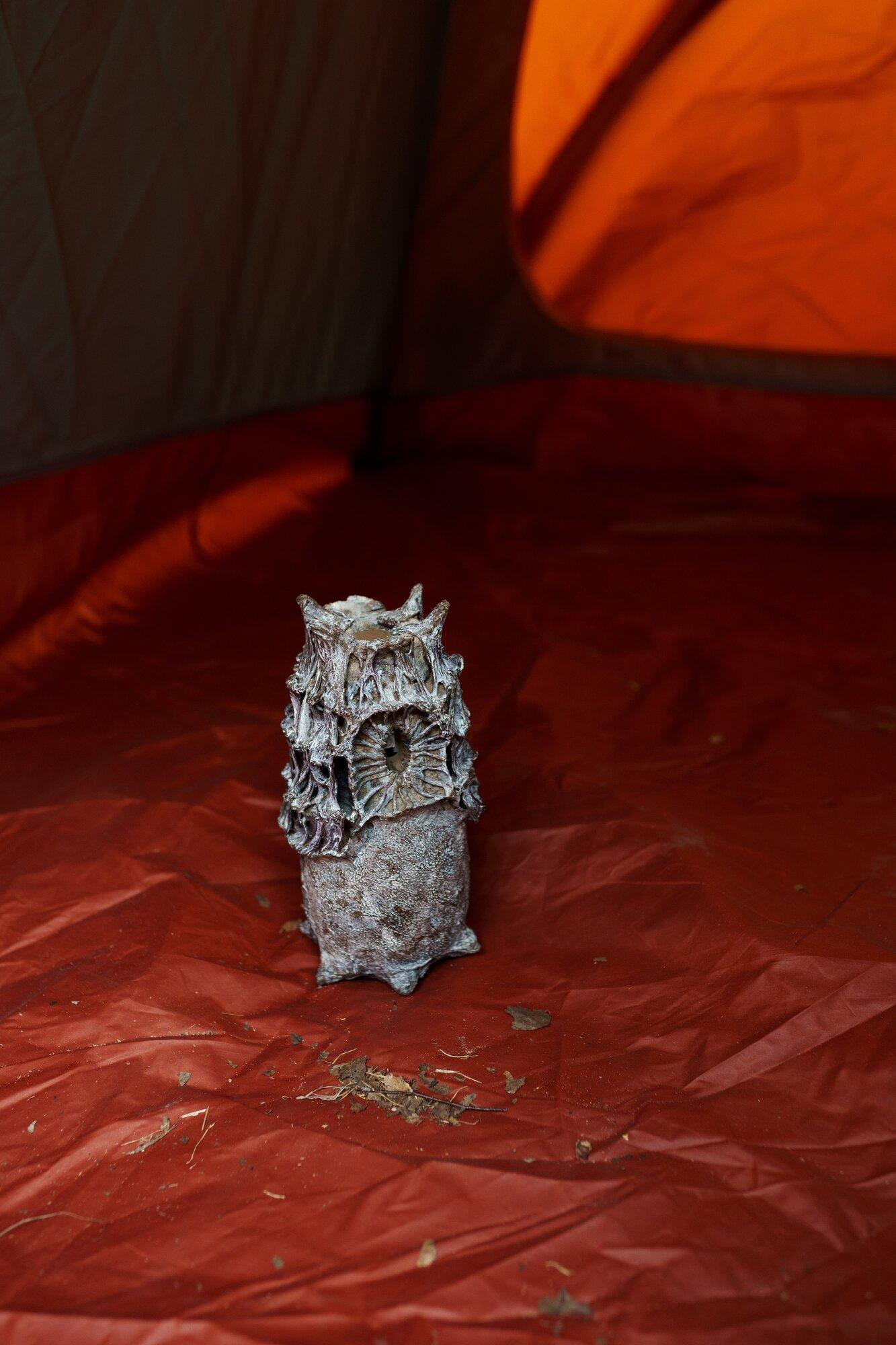 Yuri Otinov, Quietwalker, 2021, papier-mache, automatic air freshener 'Glade', 23 x12 x 12 cm