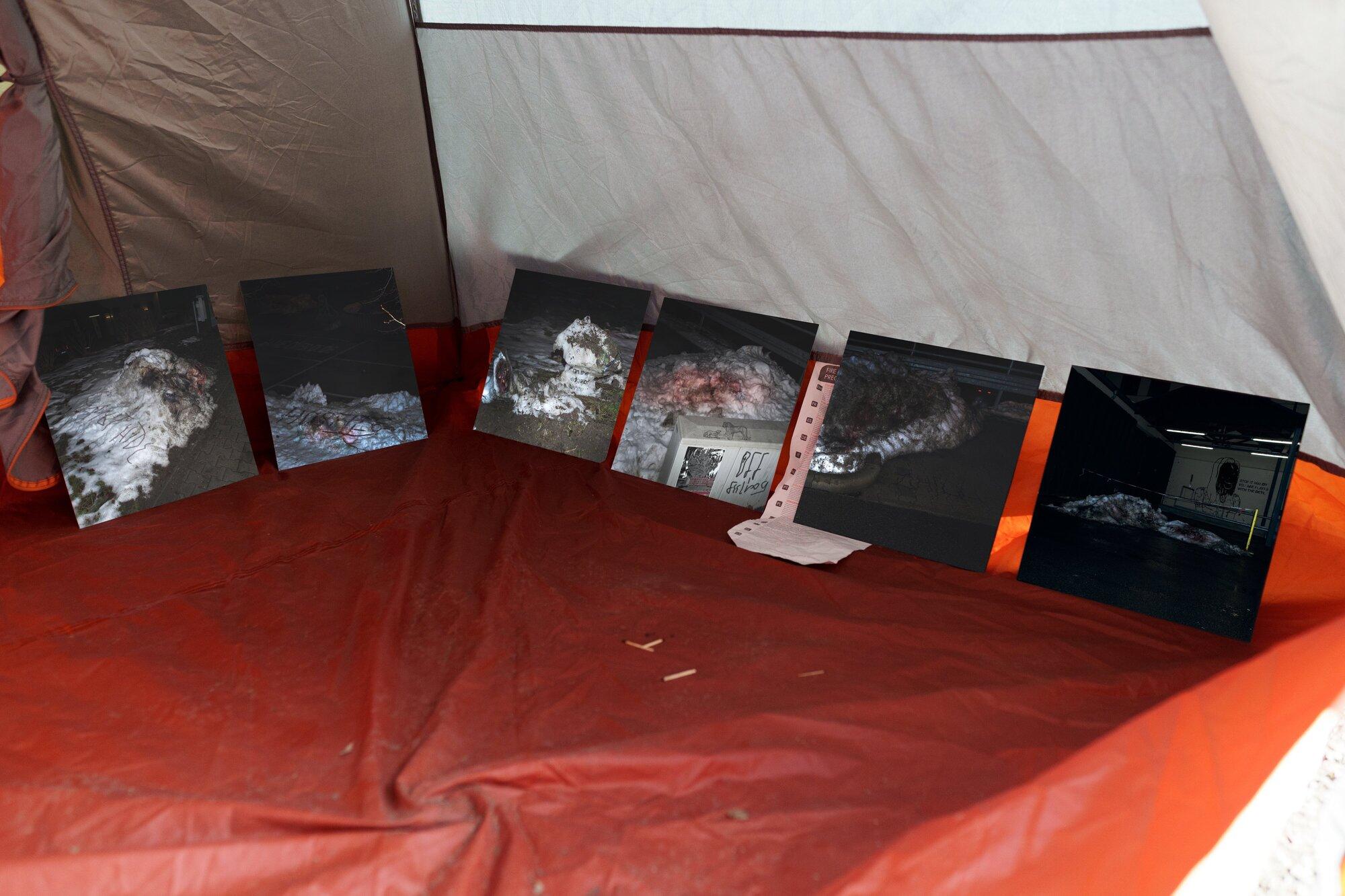 Don Elektro, DIRTYROTTENSNOW - *I knew smth was off when dirty snow turned into rotten dogs*, 2022, print on matte photo paper, 30 x 30 cm each print