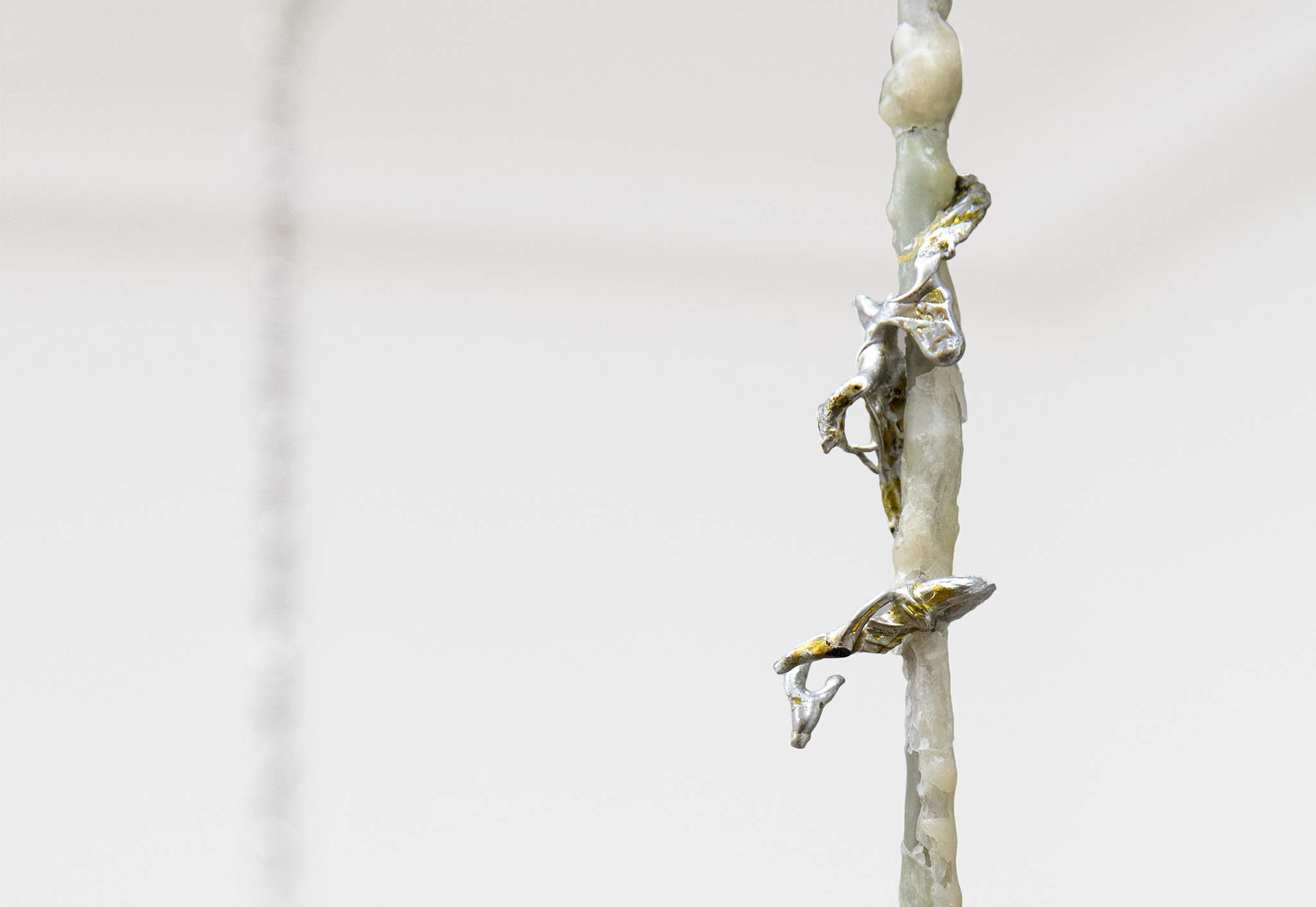 Grüner Vogelius,"The time after, after", 2022, Plexiglass, jewellery locks, cord, wax, silver, 107.0 x 83.0 x 0.5 cm