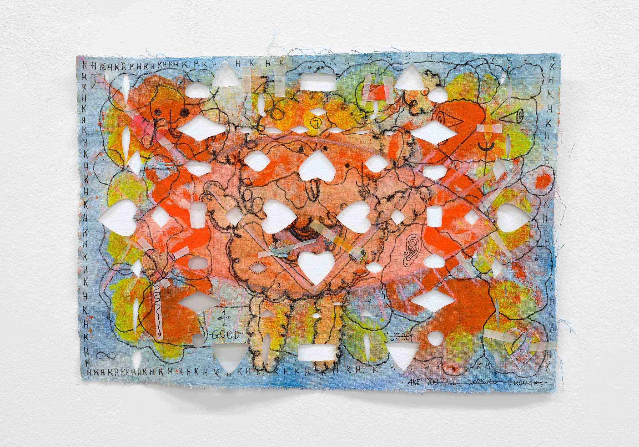 Katharina Höglinger, Lucky Numbers, 2022, mixed media on linen, 28 × 39 cm. Courtesy of Wonnerth Dejaco and the artist. Photo: Peter Mochi