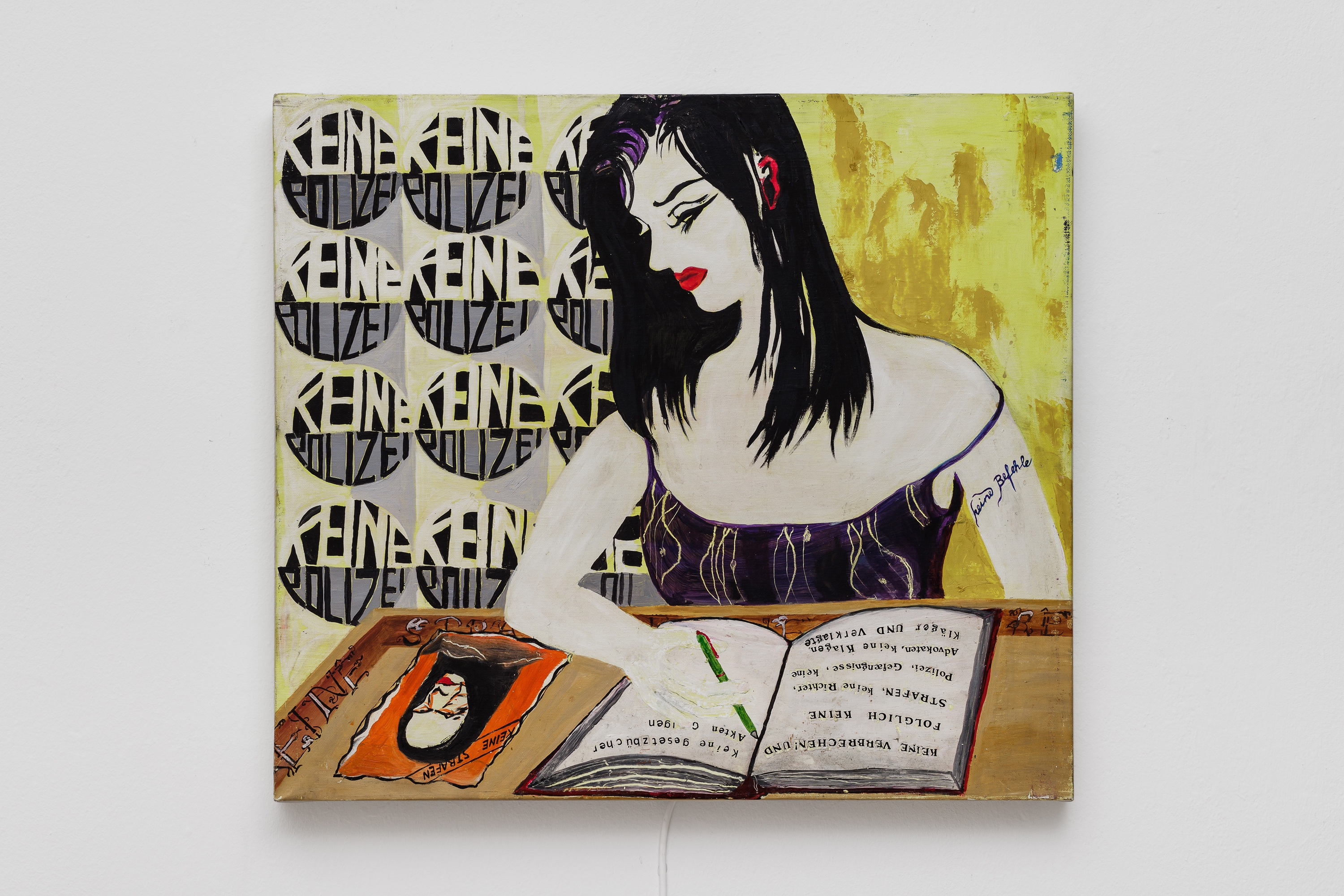 Linda Bilda, Keine Polizei, 1999, Installation view Capture Captures, curated by Lucie Pia, Universitätsgalerie der Angewandten im Heiligenkreuzerhof, Sala Terrena, Wien, 2022