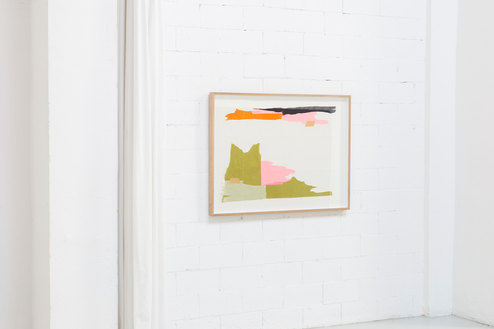 Paper V, Crepe Paper and Tape on Paper, 136 x 103, (Solid Oak frame, 6cm wide with glass), 2022