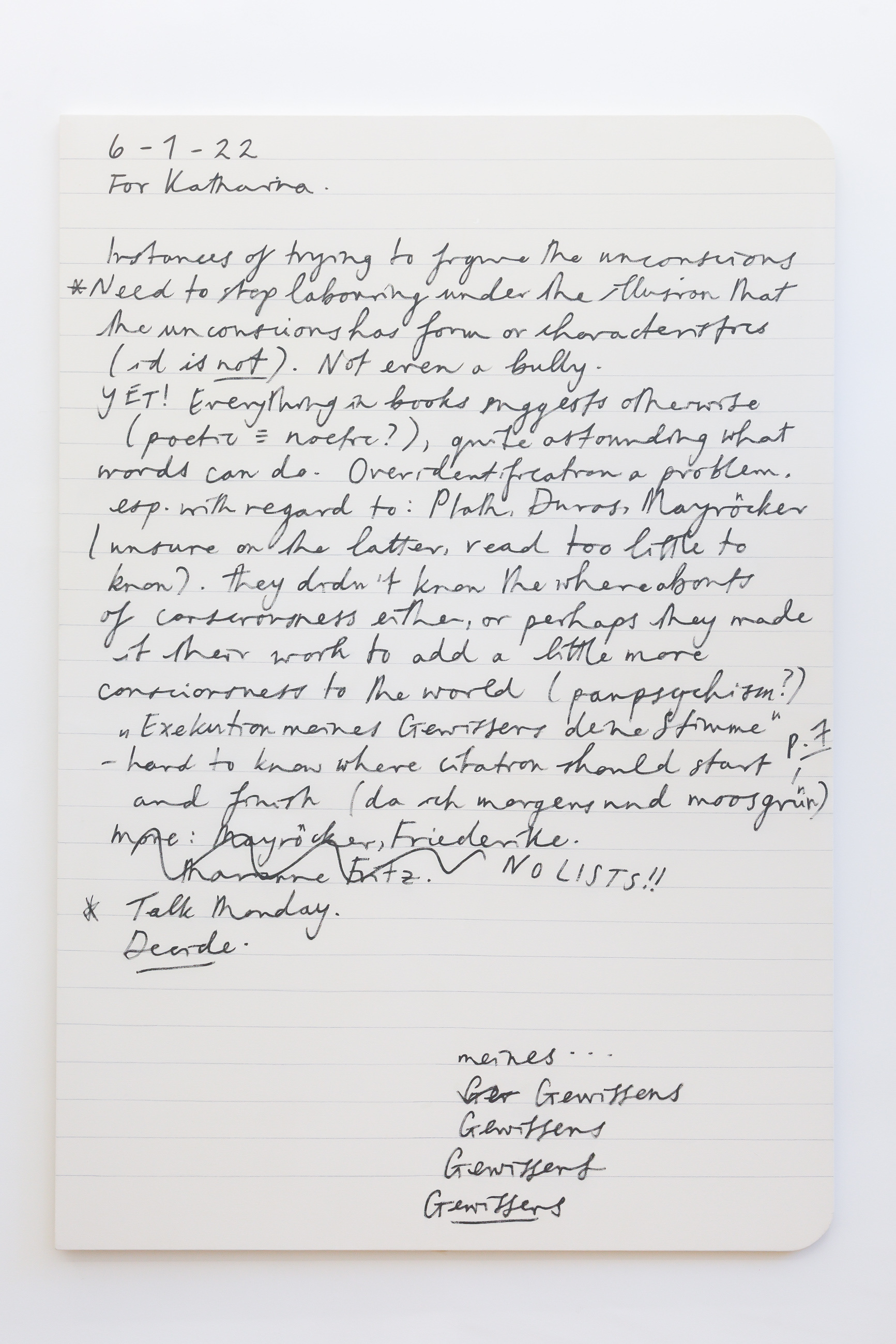 Katharina Schilling & Miriam Stoney, Note, 2022