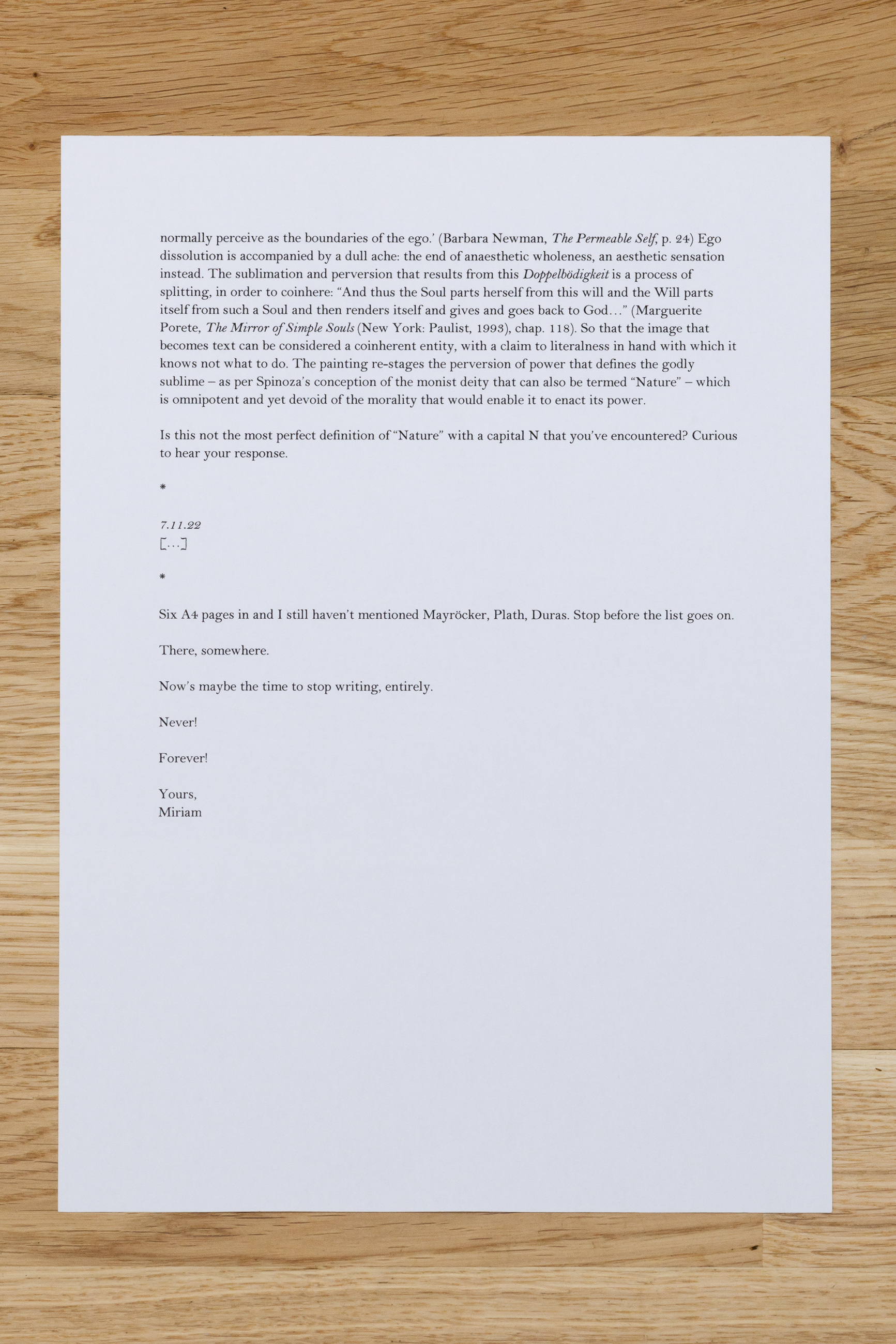 Miriam Stoney, Textual Situation (Too Many Words), 2022