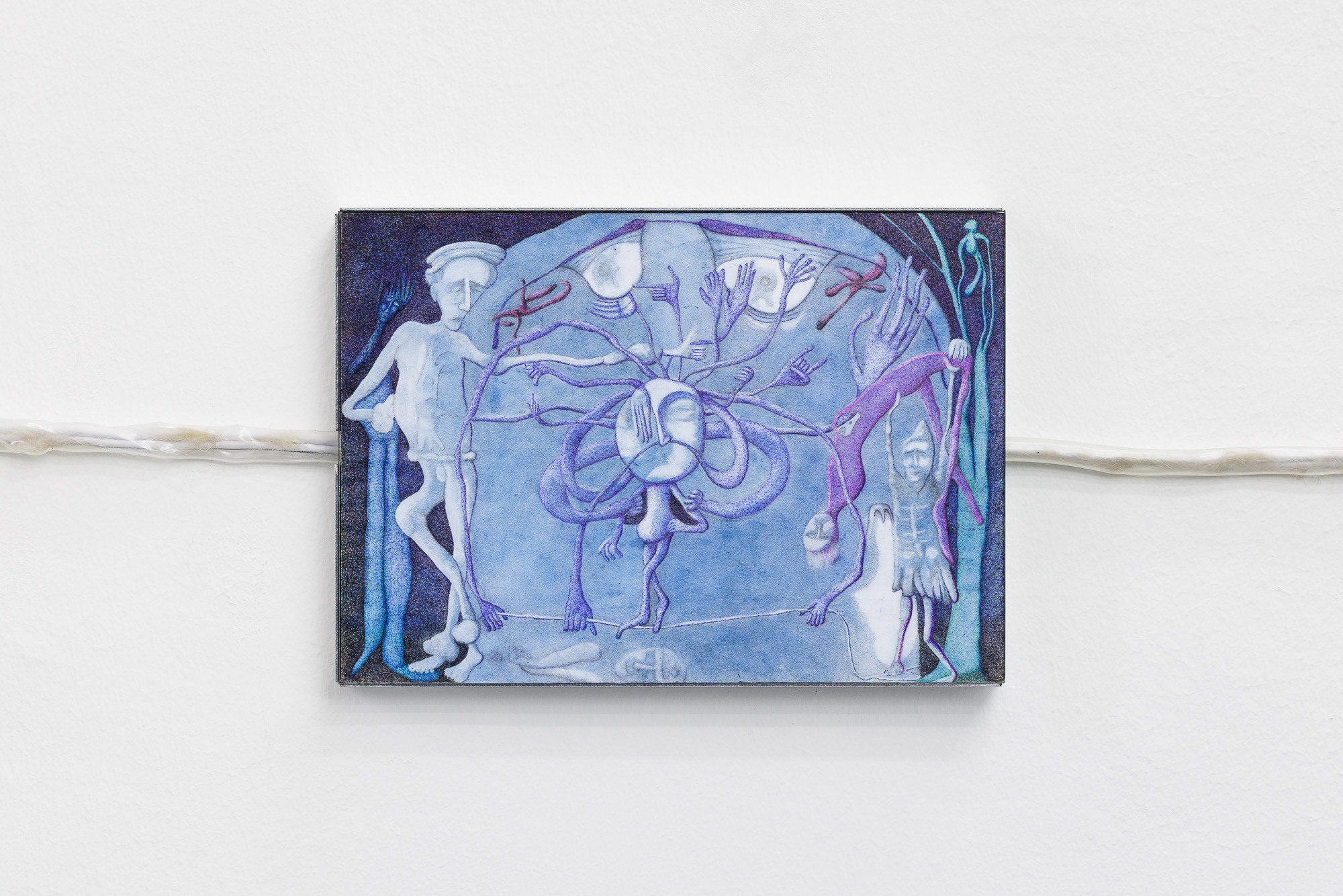 Niklas Lichti, Stolperfalle Mensch, 2022, Pencil, Ballpoint Pen and Pigments on Paper, Artist Frame 21,4â€‰Ã—â€‰30â€‰cm (framed)