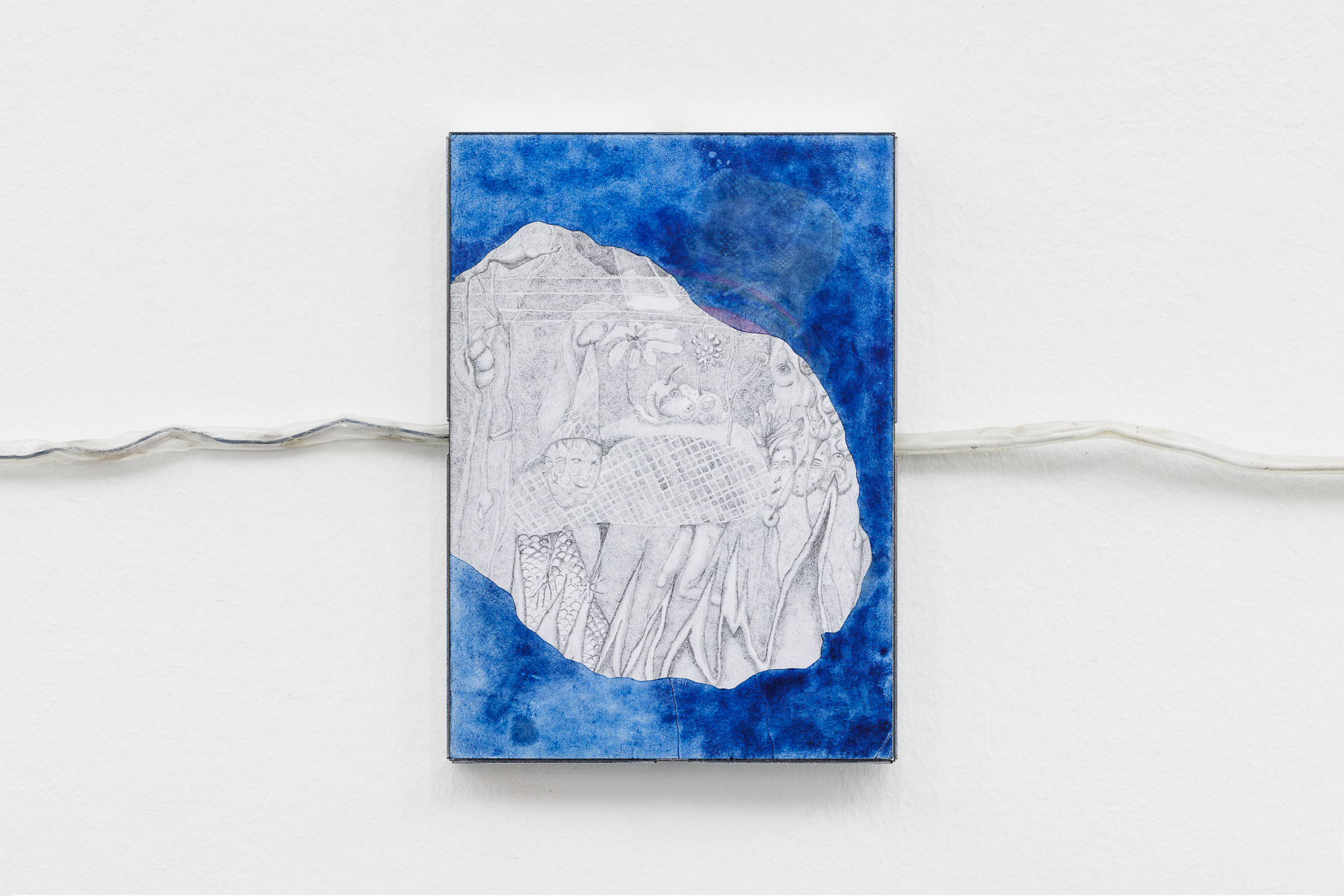 Niklas Lichti, OÌˆkopolis, 2022, Pencil, Ballpoint Pen and Pigments on Paper, Artist Frame 30â€‰Ã—â€‰21,4â€‰cm (framed)