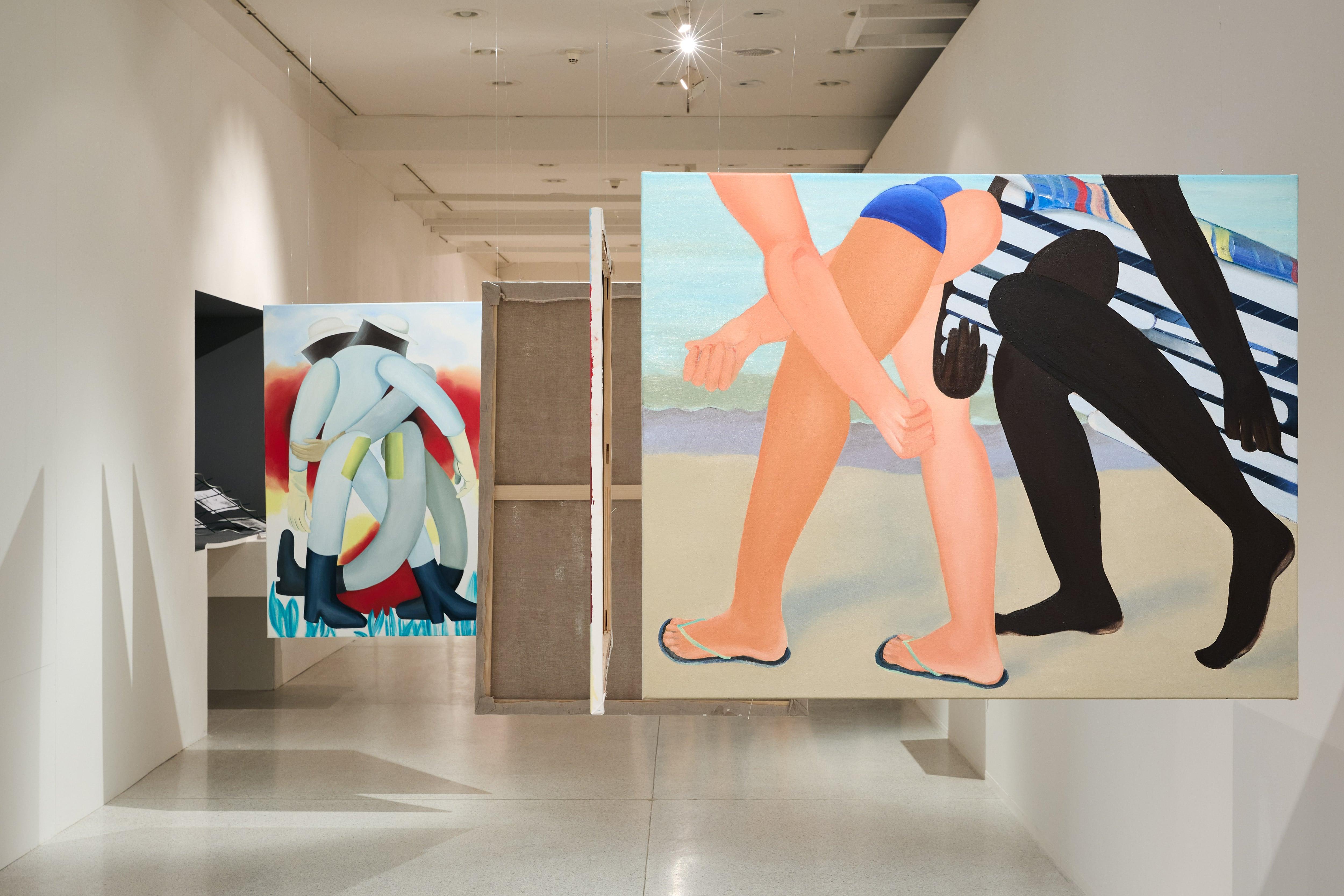 Martina Drozd Smutná: Beekeepers, oil on canvas, 130 x 90 cm, 2021 Vacation, oil on canvas, 80 x 100 cm, 2021