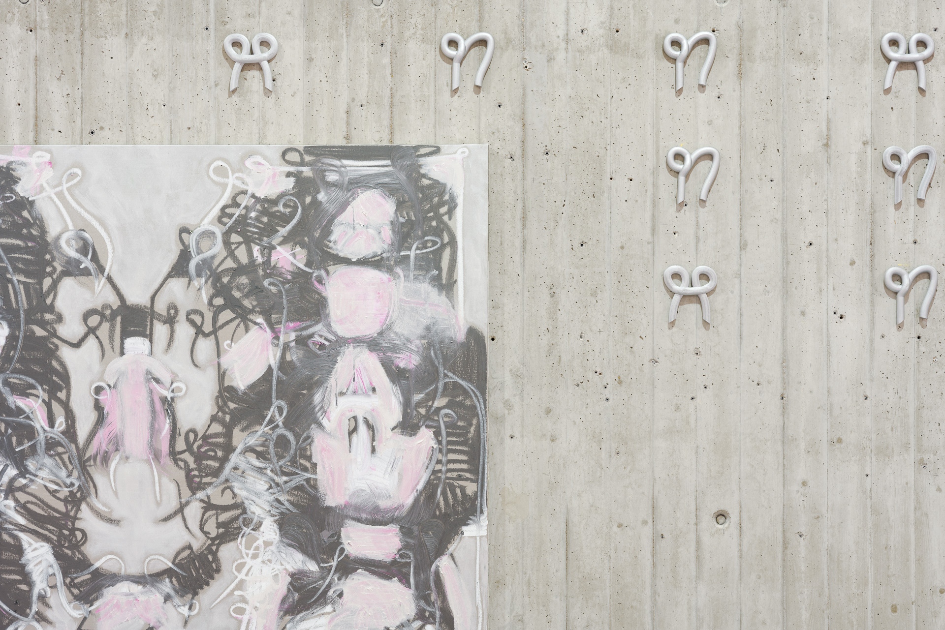 Melike Kara, Kordi afshar, Detail, oil stick and acrylic on canvas, 200 x 180 cm, 2022, Neue Galerie Gladbeck, Foto: Jana Buch, courtesy of the artist and Neue Galerie Gladbeck