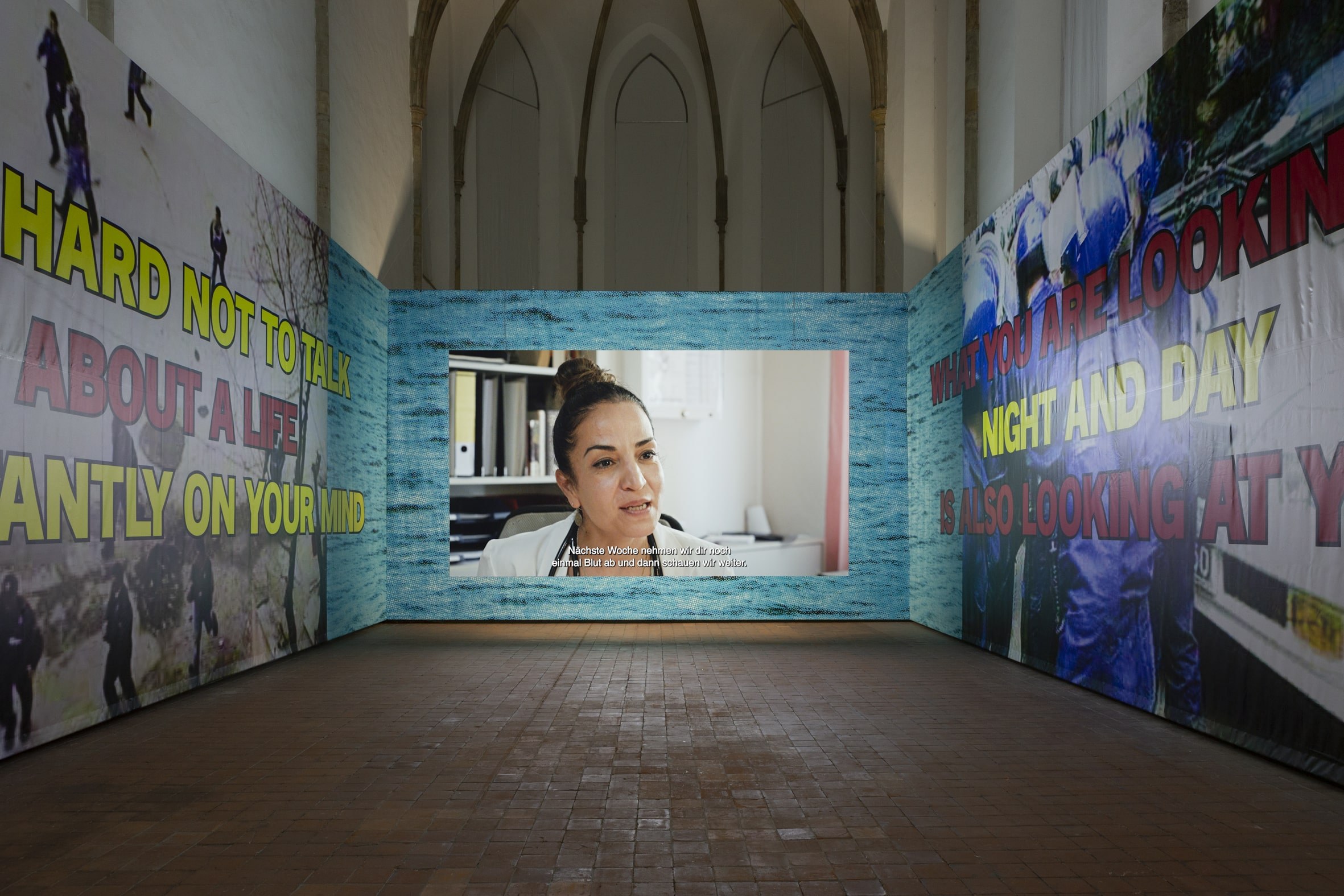 Cemile Sahin, A Song of Euphrates & Tigris, installation view Kunsthalle OsnabrÃ¼ck, 2022. Photo: Lucie Marsmann