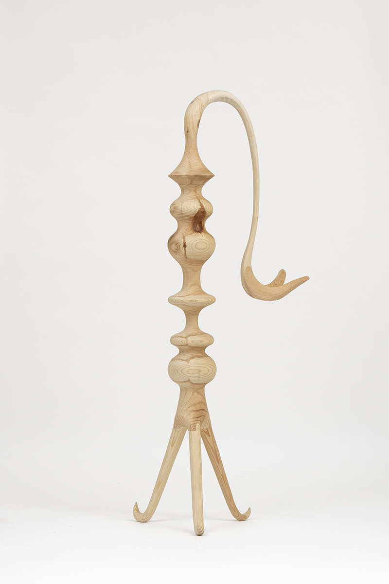 Emelie Sandström, "Keep Me Safe", 2022 (Pine, spruce, 122 x 54 x 32 cm).