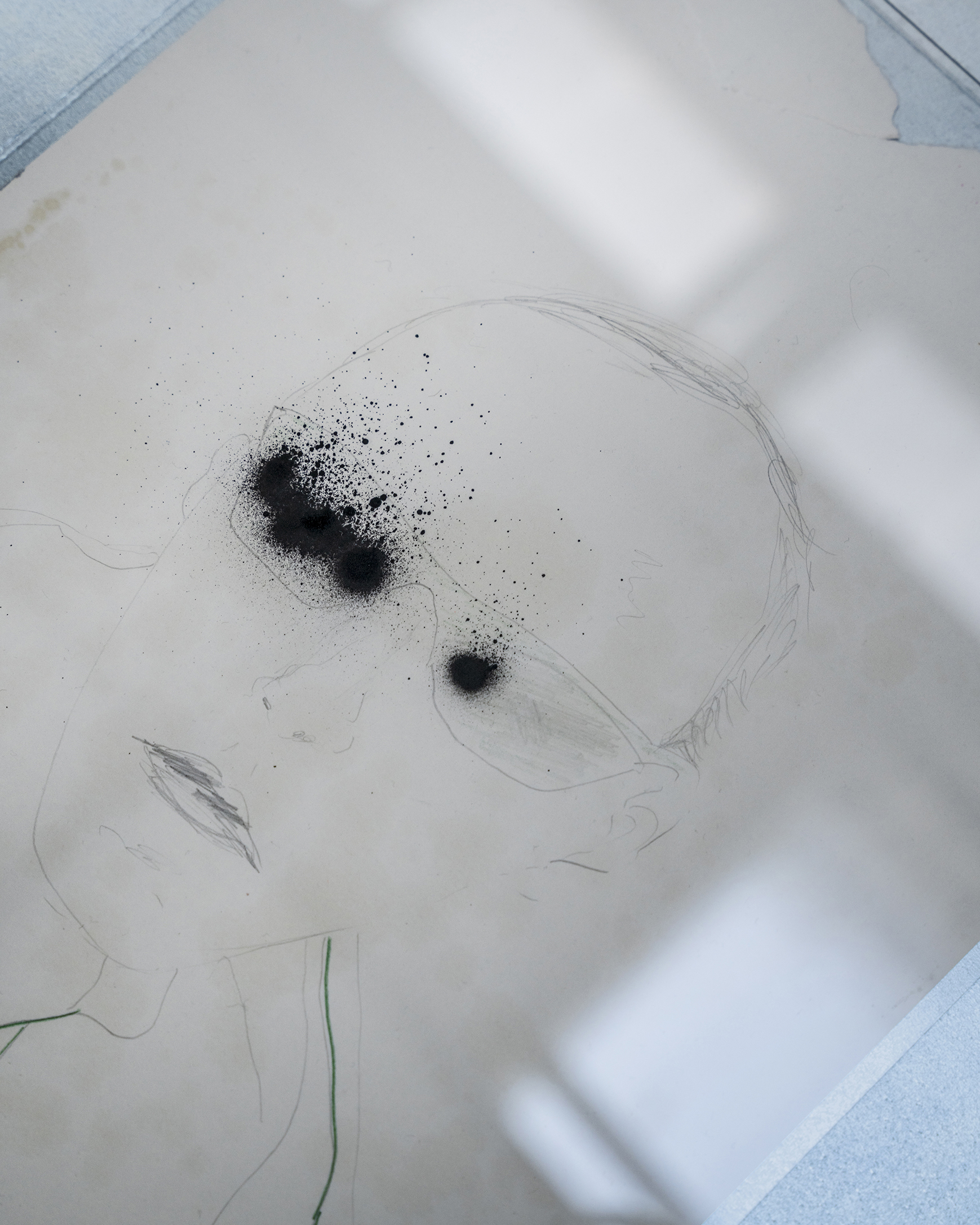 Hadrien Jacquelet, Self-Portrait, 2017, Mixed media on paper, 42 x 31 cm