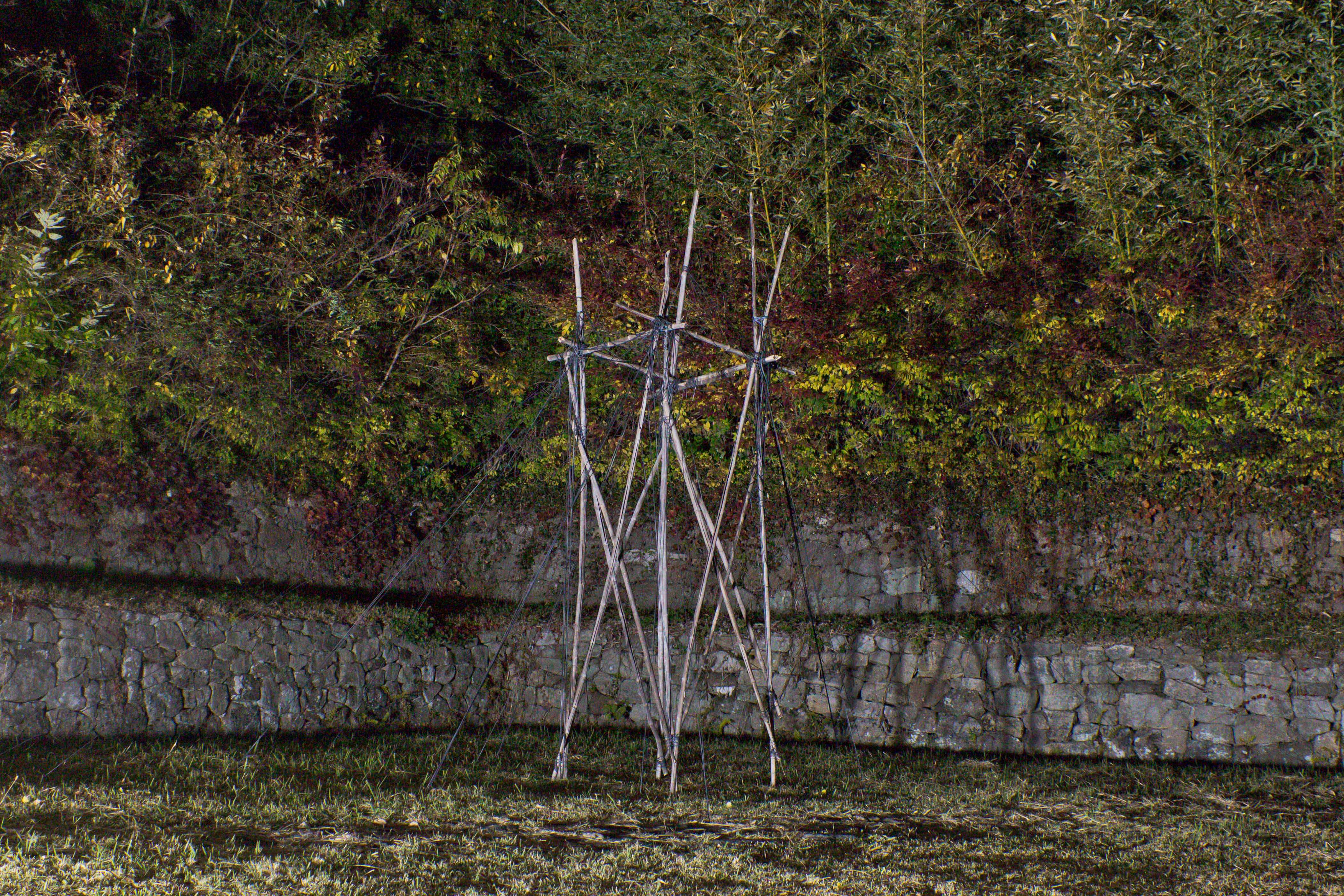 Gamekeeper, René Stiegler, 2022, Bamboo, Elastic Plastic Straps, 720 x 640 x 360 cm