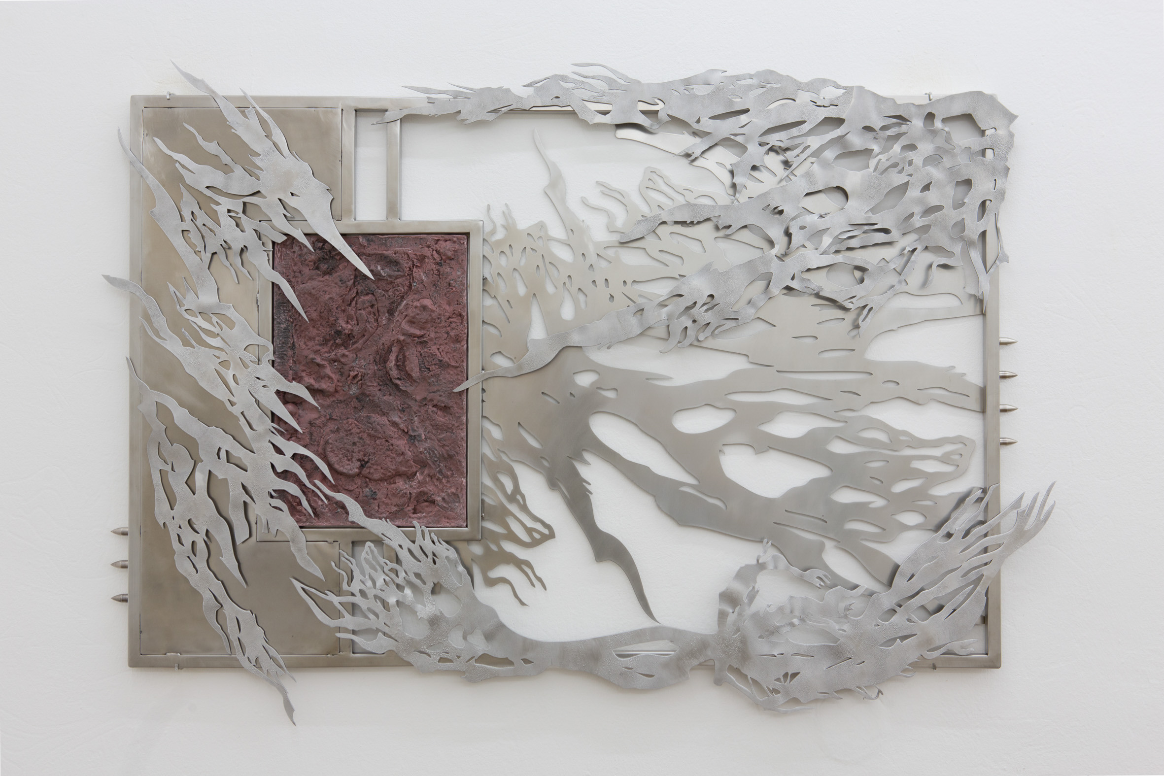 Untitled (Fossilized III), stainless steel, aluminum, resin, metal powder, 2022