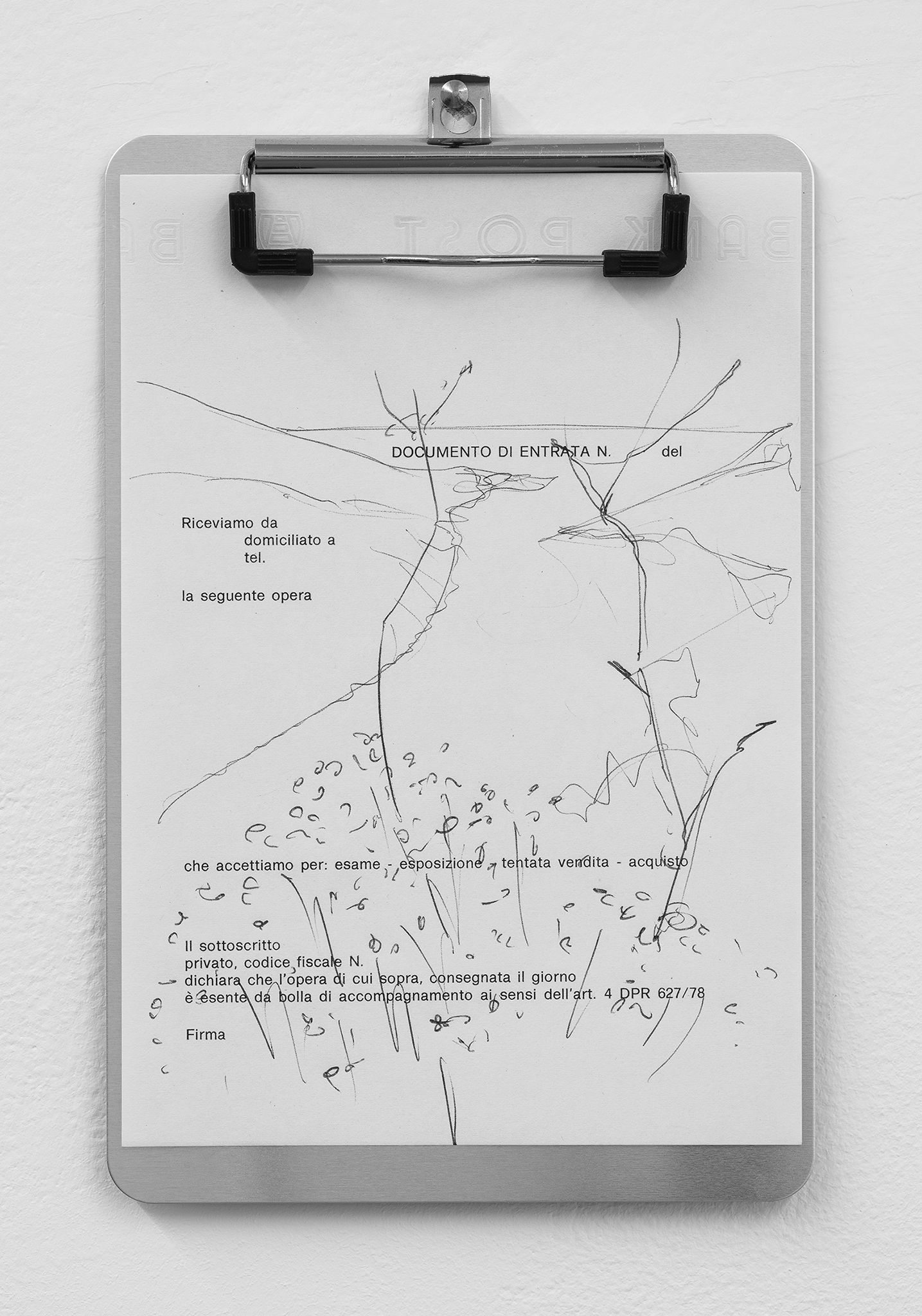 Appunti sulle marine (VI), 2022, drawing on paper, A5 aluminium paper holder, 24 x15 cm, ph. Giorgio Benni