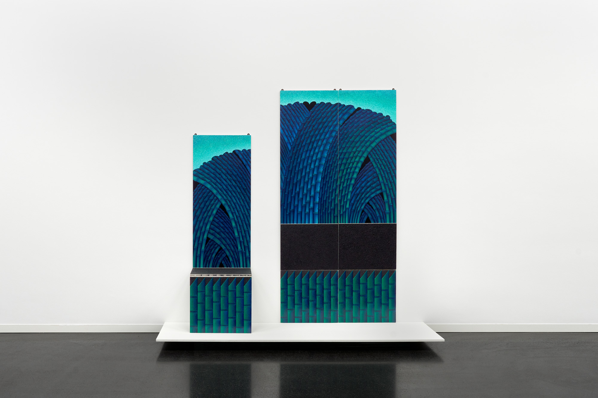 Yong Xiang Li, A Break (by the bamboo wave), 2022, installation view Kunsthaus Wiesbaden, 2022, Courtesy the artist and Deborah Schamoni, Â©Hessische Kulturstiftung, photo: Jens Gerber