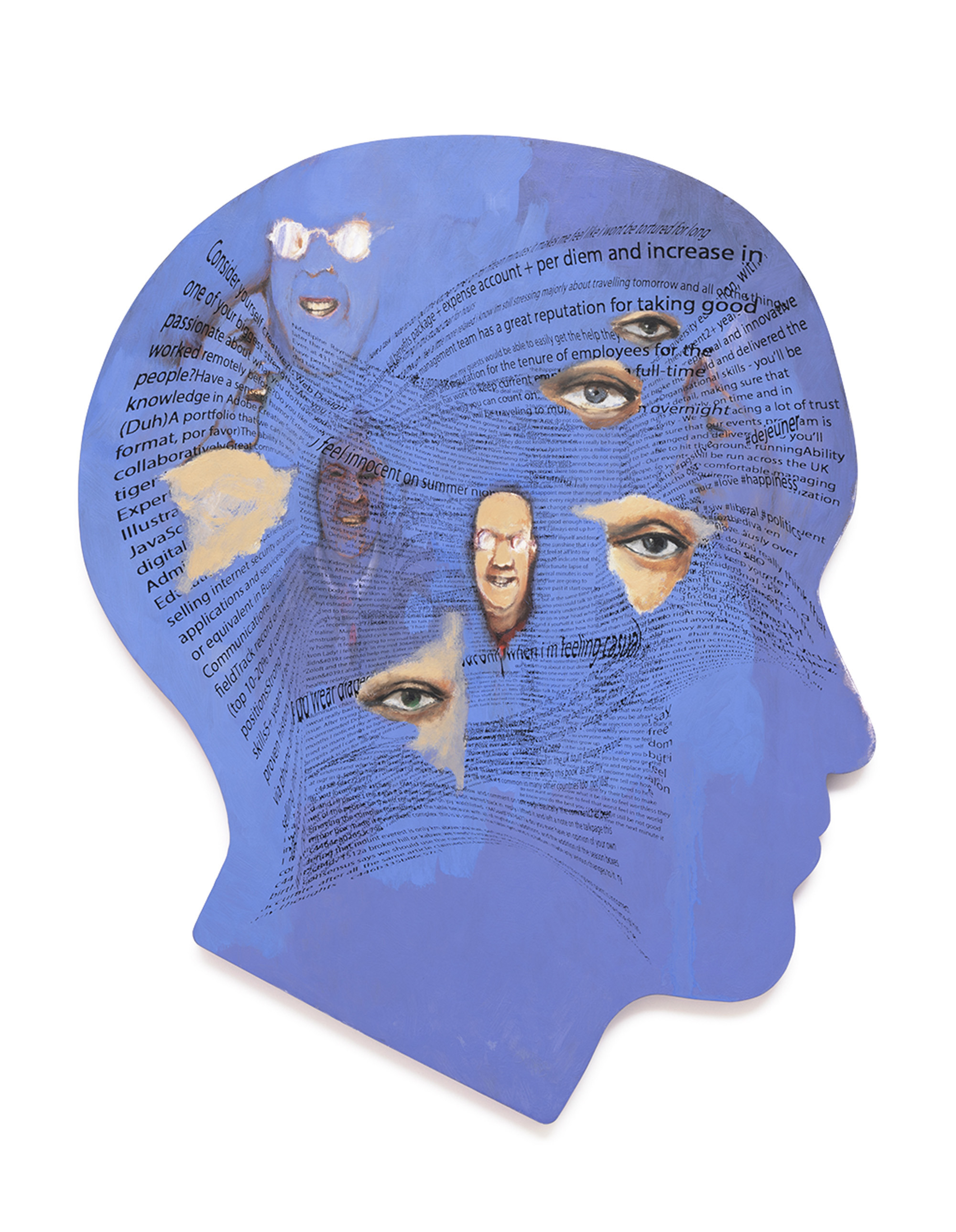 Robert Brambora, Untitled, 2023, oil, acrylic, silk screen, pastel on wood, 68 x 56 x 2.2 cm, unique