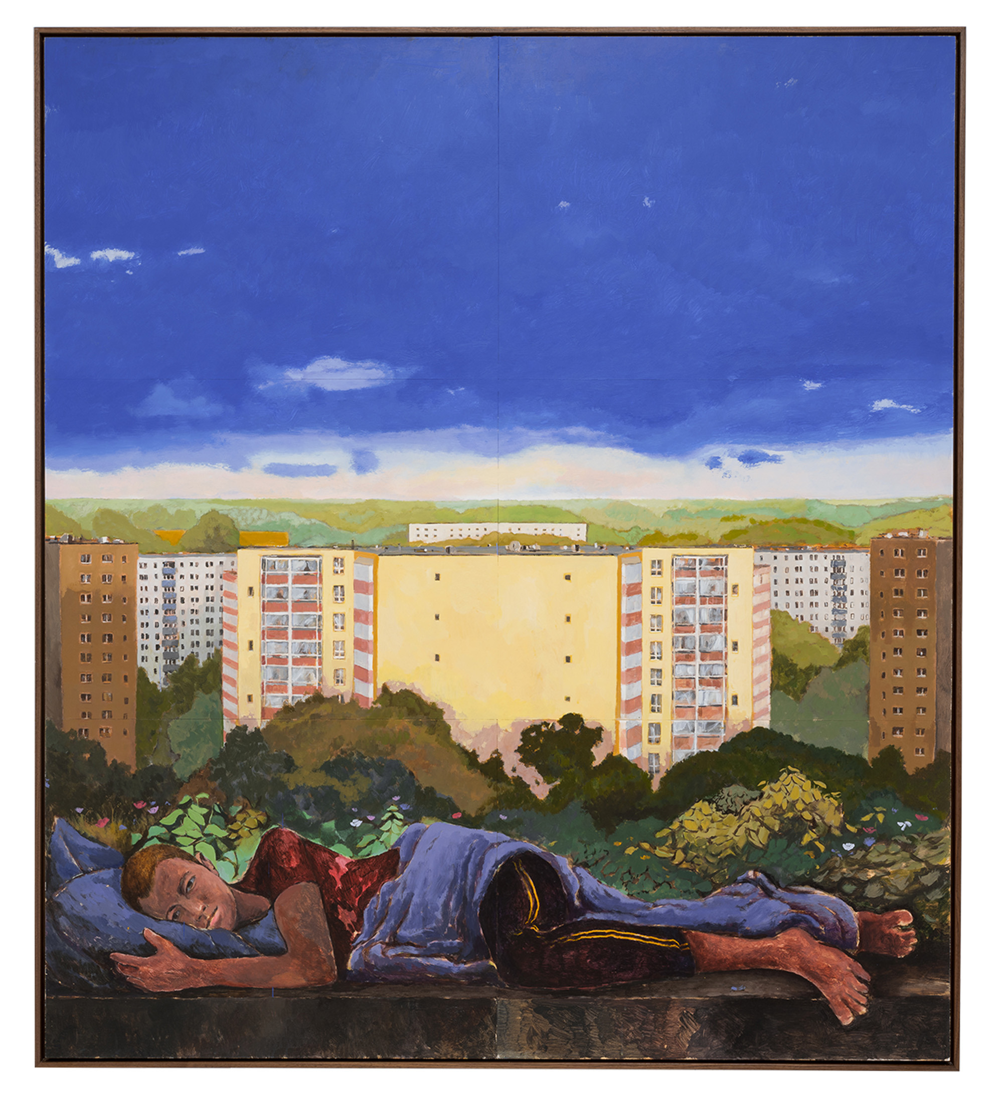 Robert Brambora, Y. M., 2019-2023, gouache, acrylic on wood, wooden frame, 180 x 160 x 4 cm, unique
