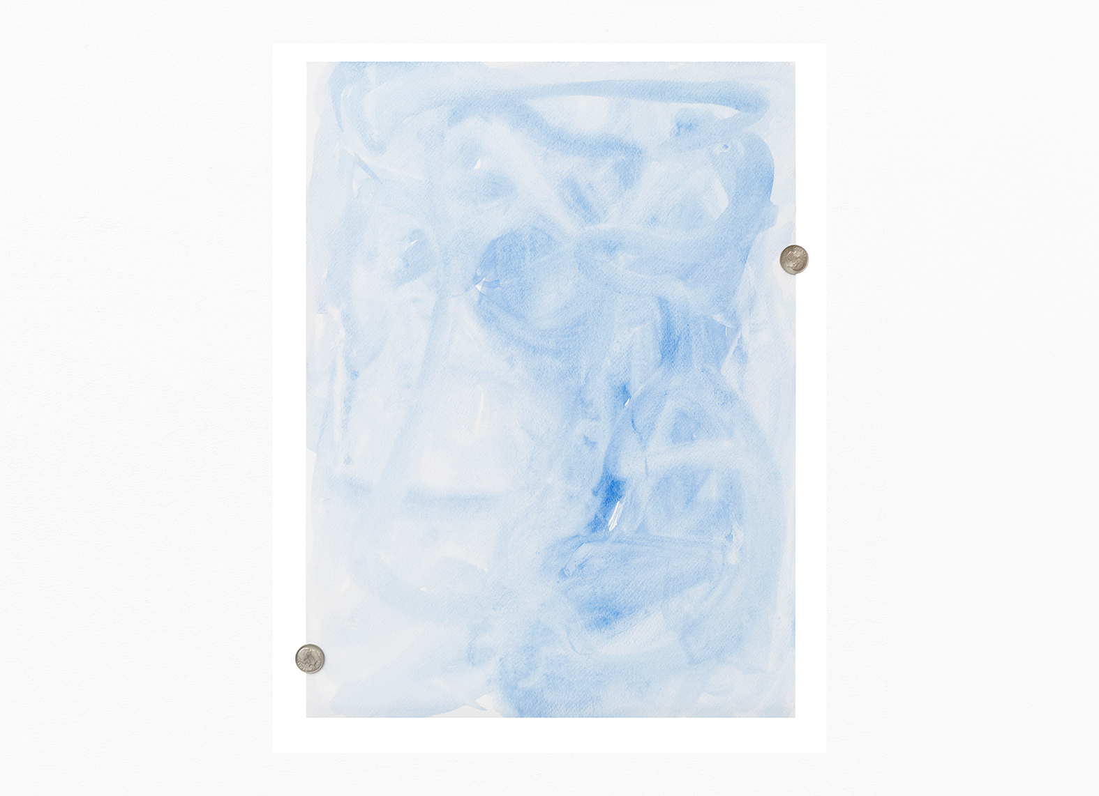 Monika Baer, face up, Cobalt blue, acrylic, coins, 41.2 Ã— 30 cm, 2021/ Photo: Cedric Mussano / Courtesy of the artist, Kirchgasse, Steckborn and Galerie Barbara Weiss, Berlin